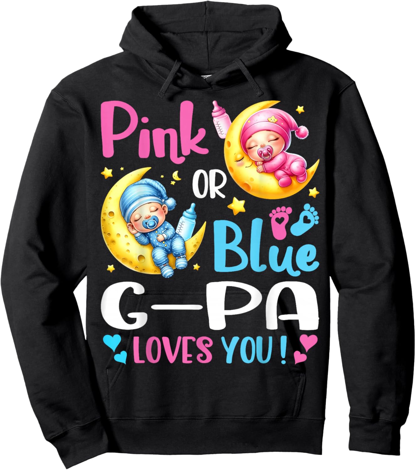 Gender Reveal Pink or Blue G-pa Loves You Hoodie - Hoodie | Black