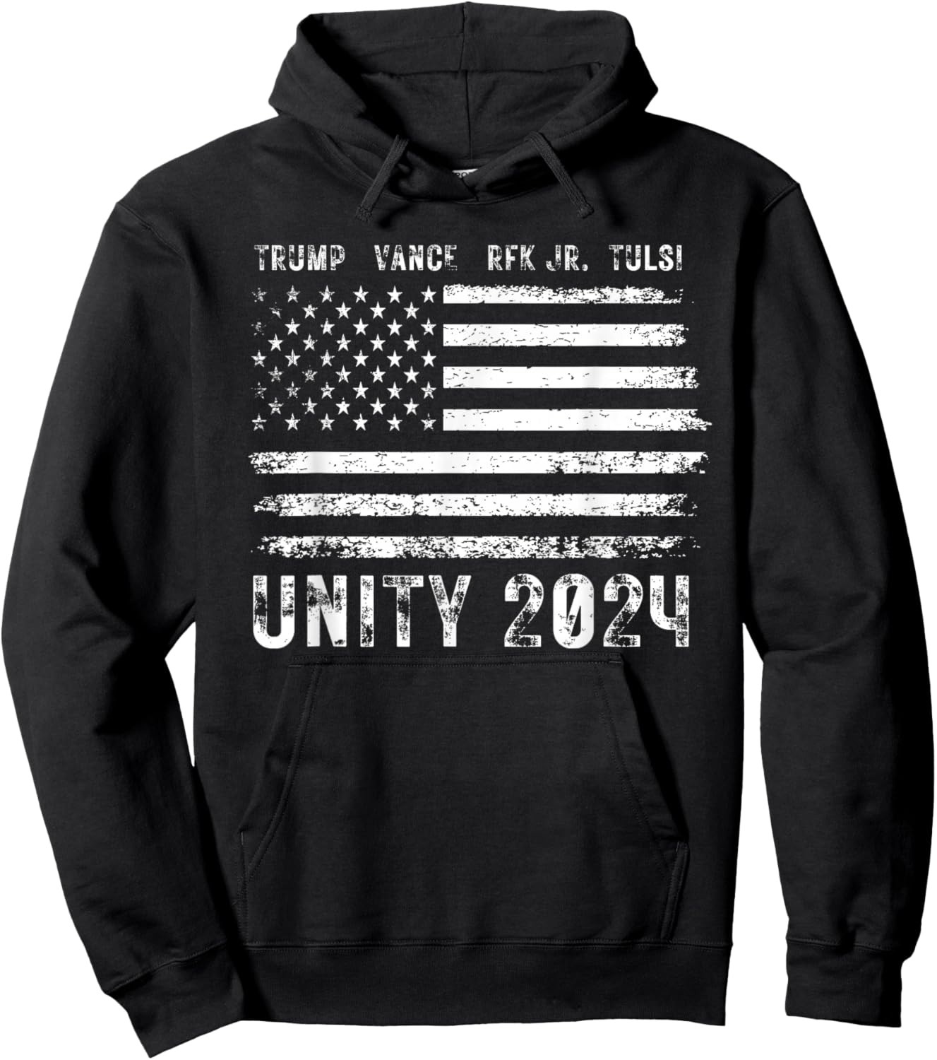 Vintage Grunge Unity 2024 Flag Trump Vance RFK Tulsi Patriot Hoodie - Hoodie | Black