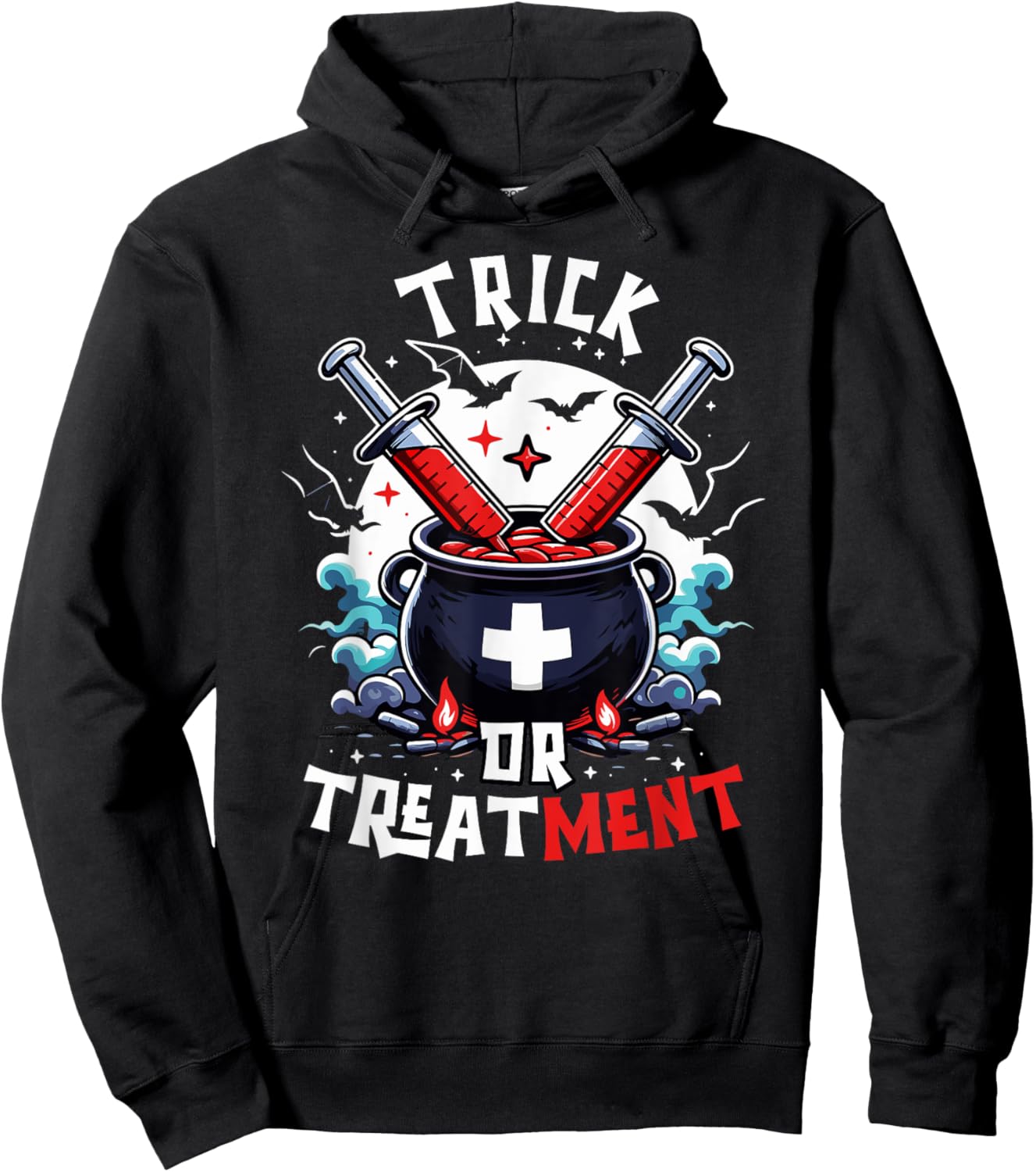 Trick Or Treatment Nurse Halloween Paramedic Doctor Hoodie - Hoodie | Black
