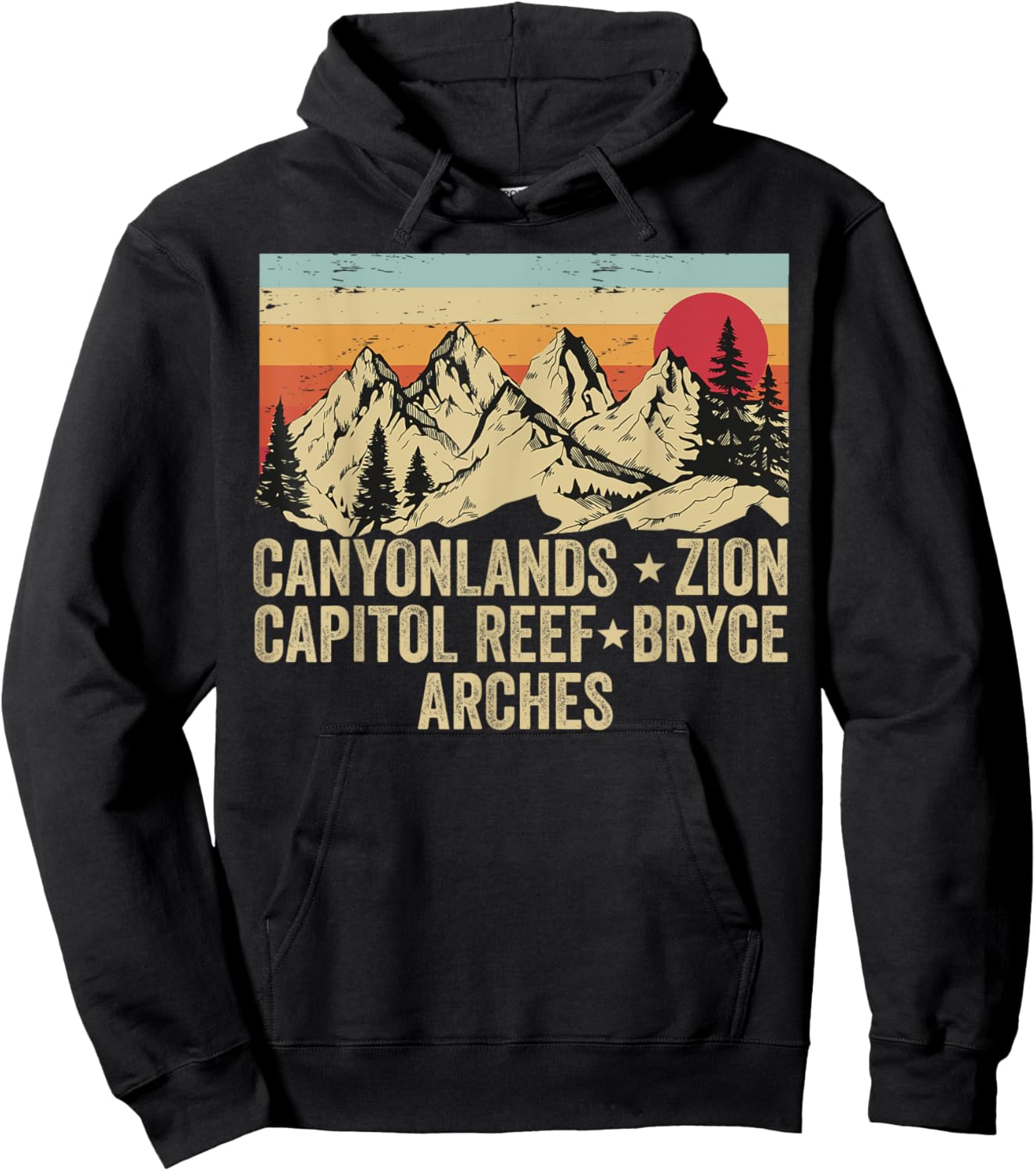 Vintage Utah Souvenir Big 5 Utah Mighty Five National Park Hoodie - Hoodie | Black