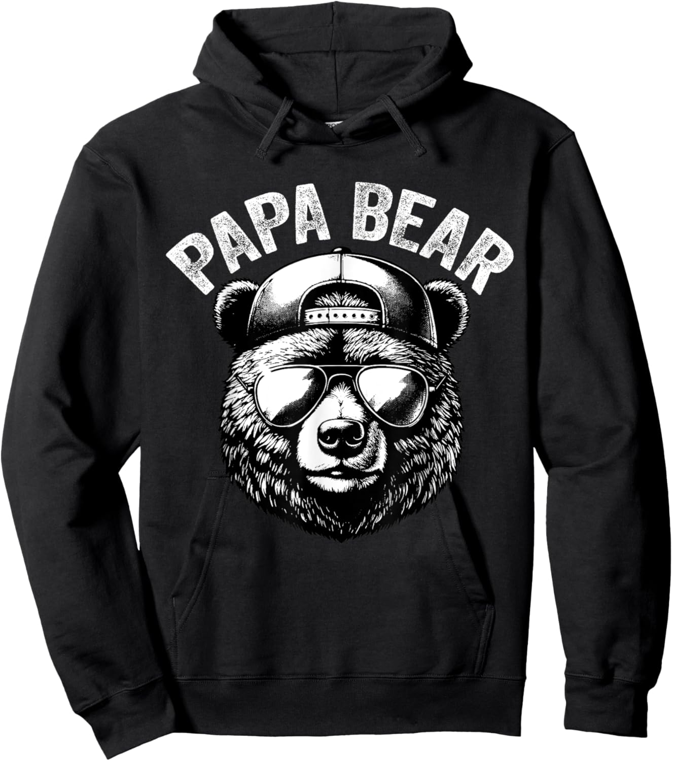 Papa Bear Face Grizzly Fathers Day Bear Lover Hoodie - Hoodie | Black