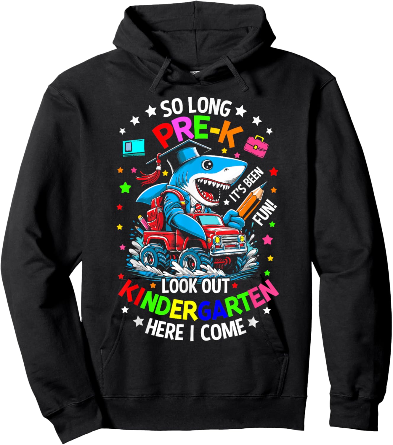 So long pre k its been fun shark shirt last day of prek 2024 Hoodie - Hoodie | Black