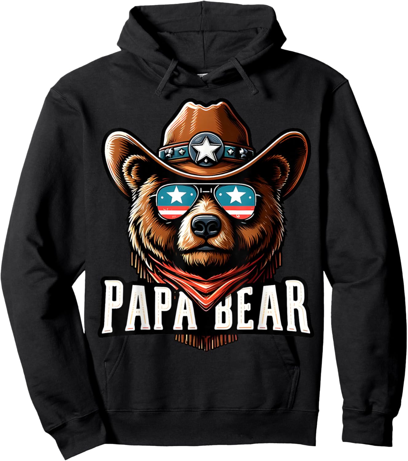 Papa Bear Shirt Fathers Day Gift Patriotic Proud Best Dad Hoodie - Hoodie | Black