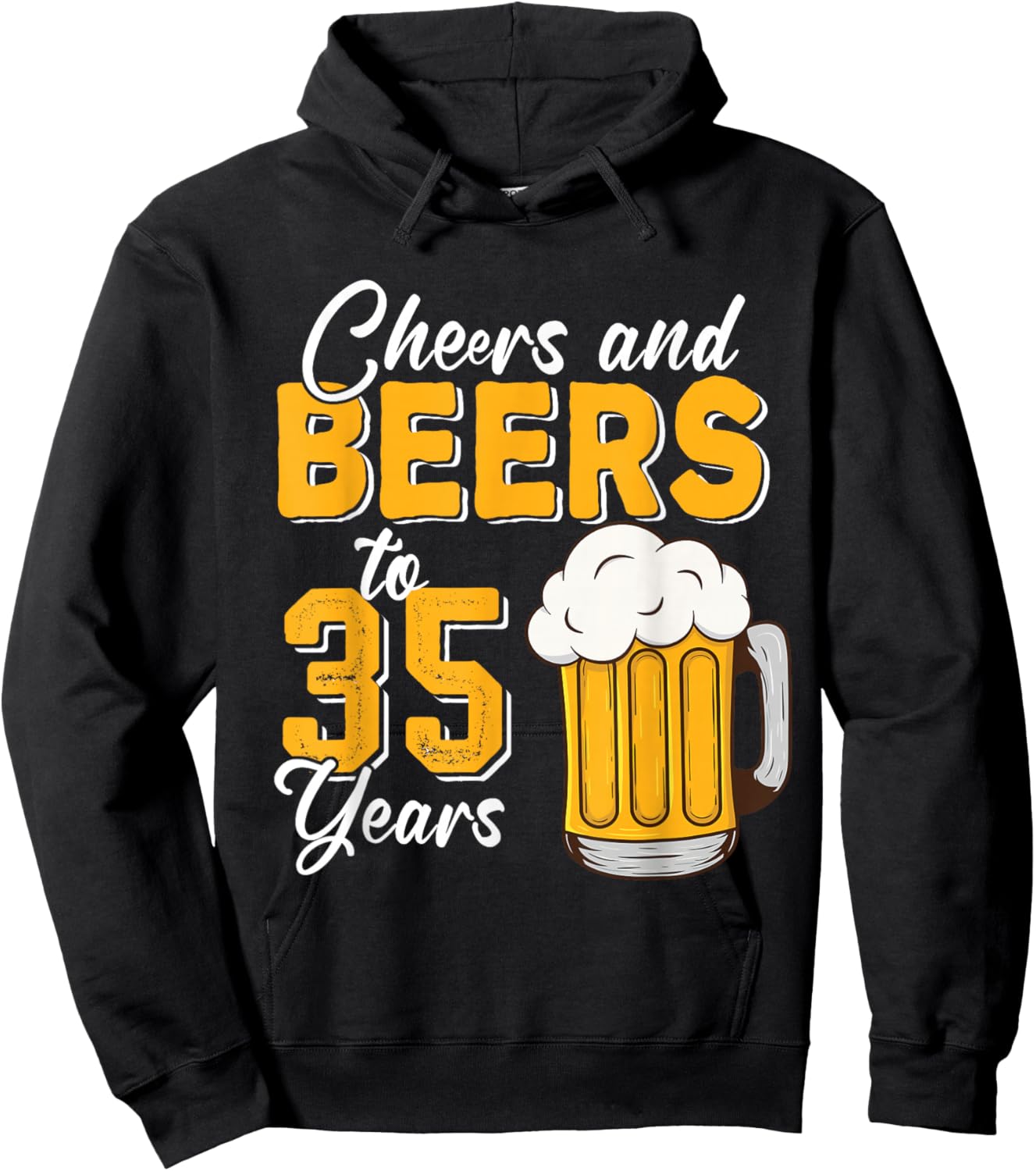 Vintage Cheers And Beers To 35 Years 35th Birthday Drinker Hoodie - Hoodie | Black