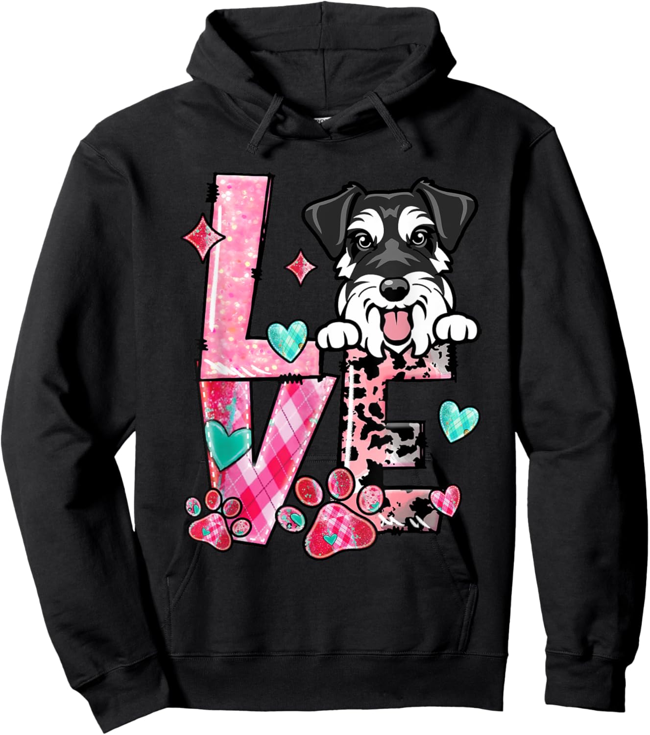 Mini Schnauzer Dog I Love My Dog Fur Baby Valentines Day Hoodie - Hoodie | Black