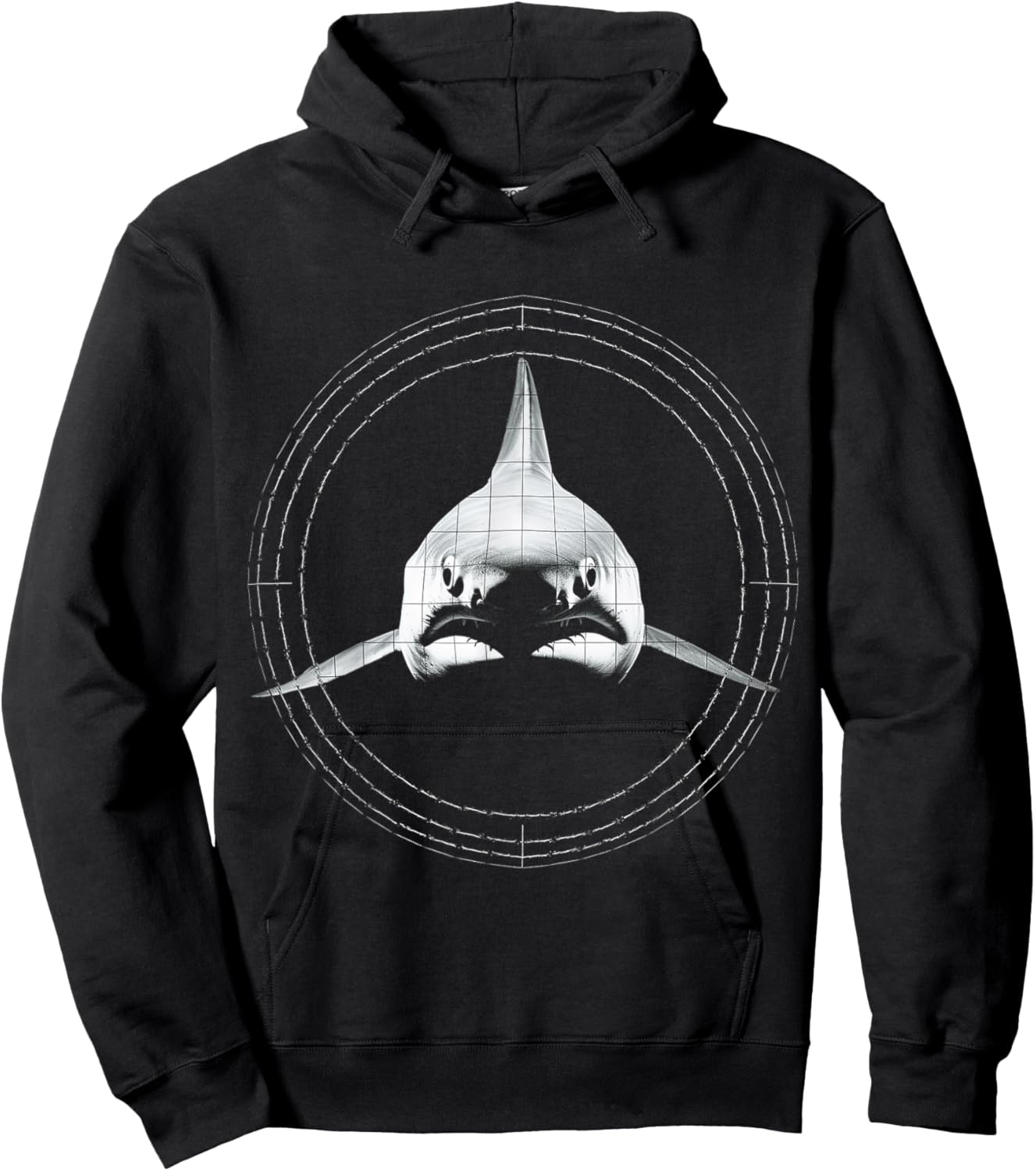 Shark Geometric Art Animal Love Drawing Graphic Shark Hoodie - Hoodie | Black
