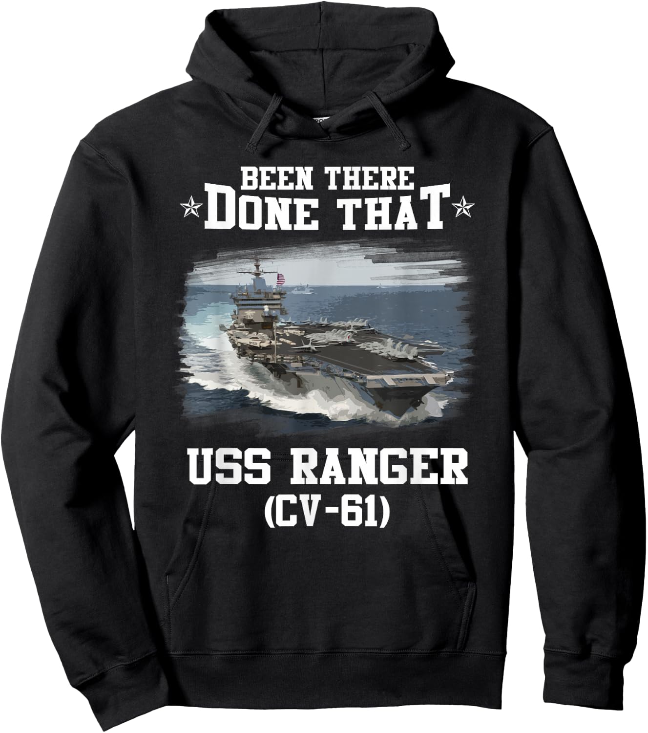 USS Ranger CV-61 Veterans Day Father Day Gift Hoodie - Hoodie | Black