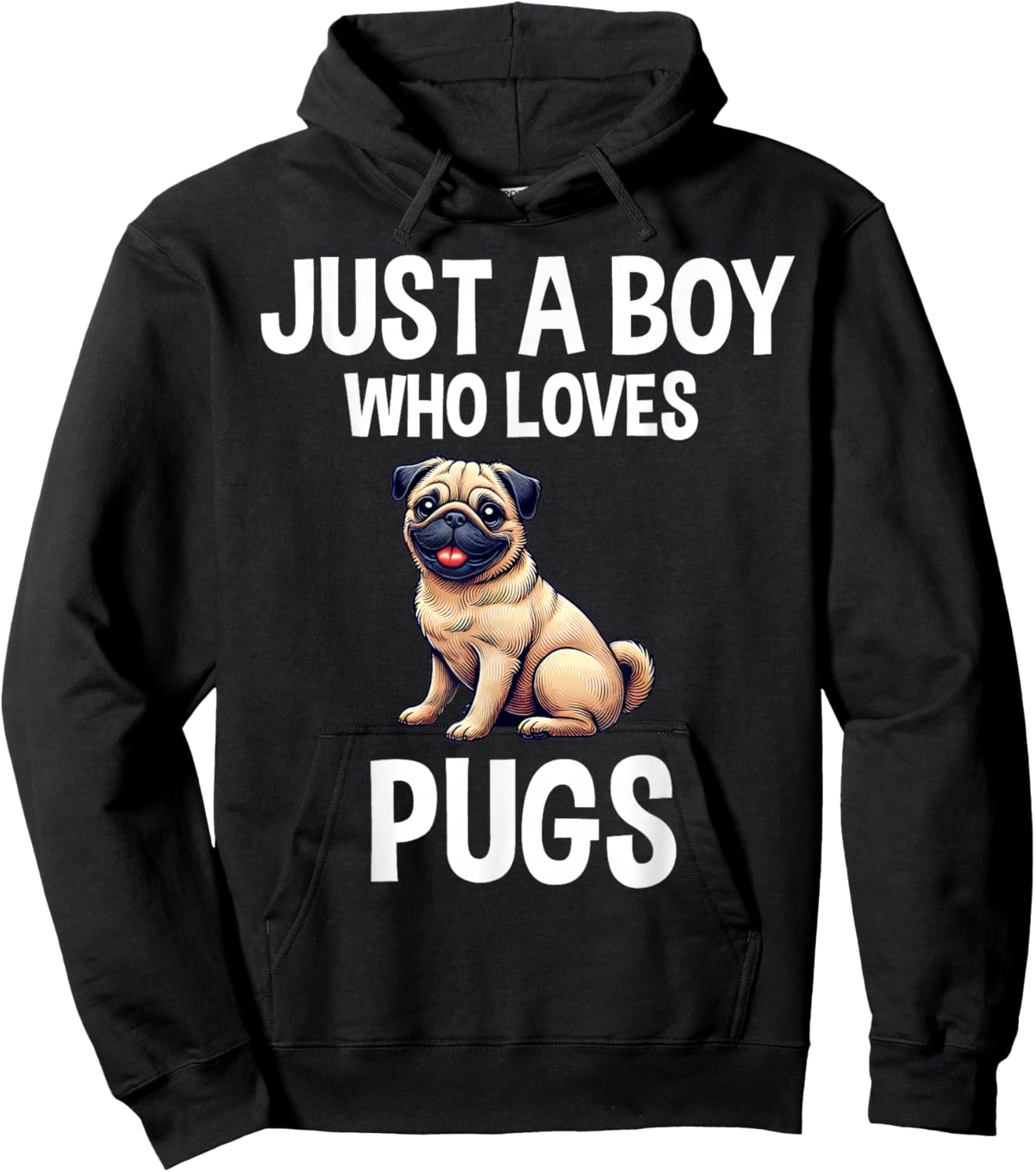 Just A Boy Who Loves Pugs Cute Dog Pug Hoodie - Hoodie | Black