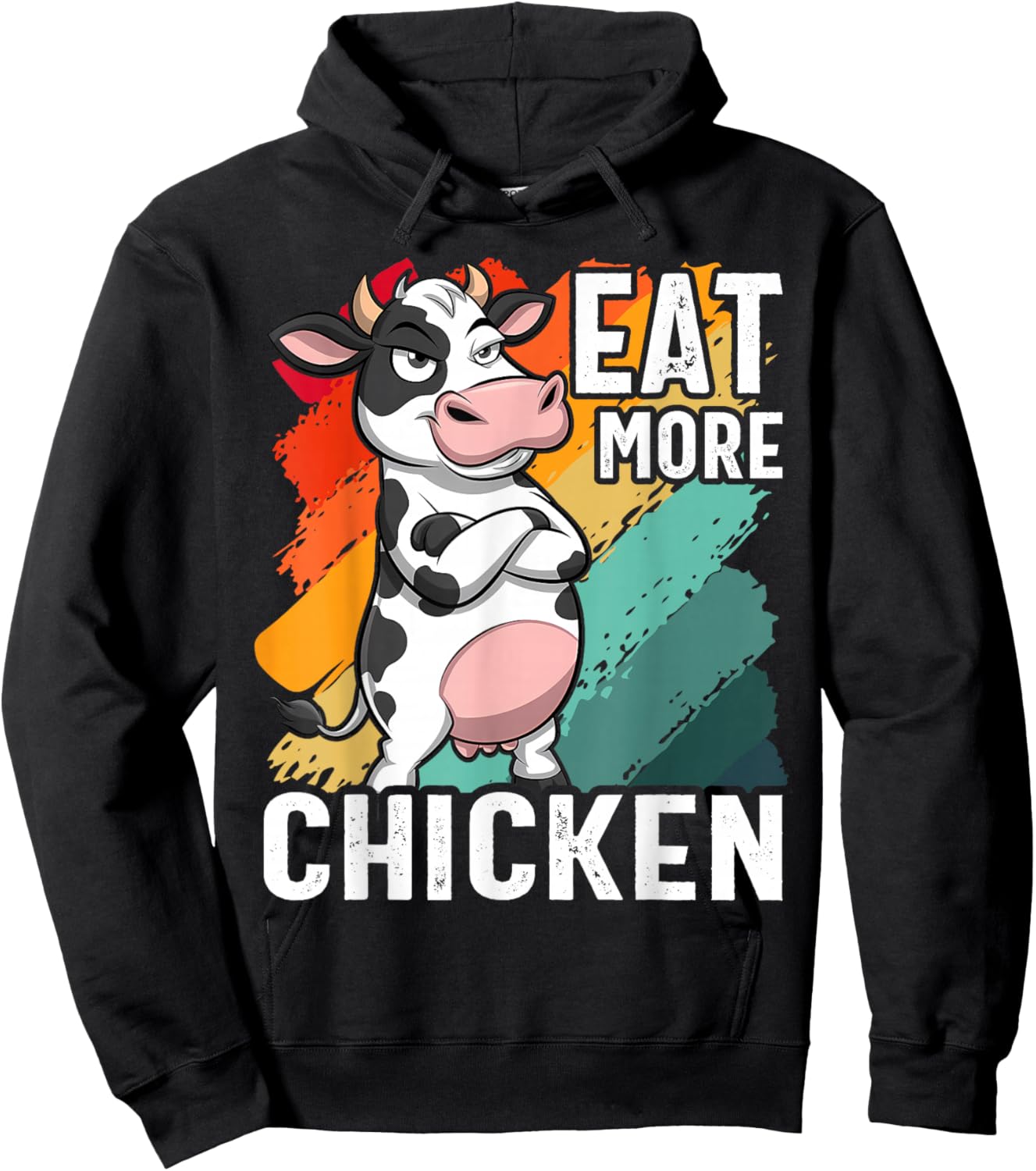 Eat More Chicken - Funny Sarcastic Cow Beef Meat BBQ Lover Hoodie - Hoodie | Black