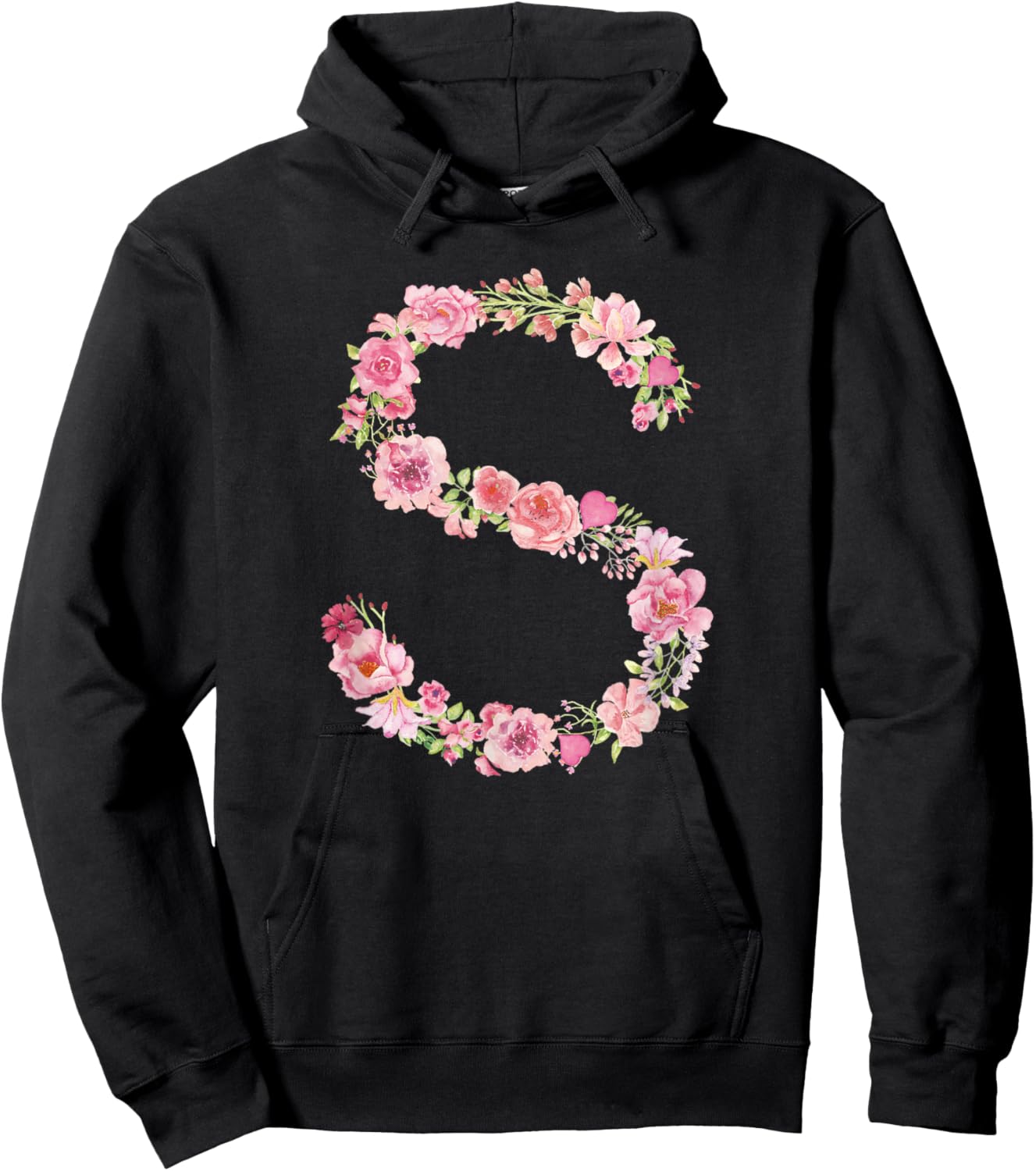 Cool Initial Alphabet Monogram Flowers Gifts Floral Letter S Hoodie - Hoodie | Black