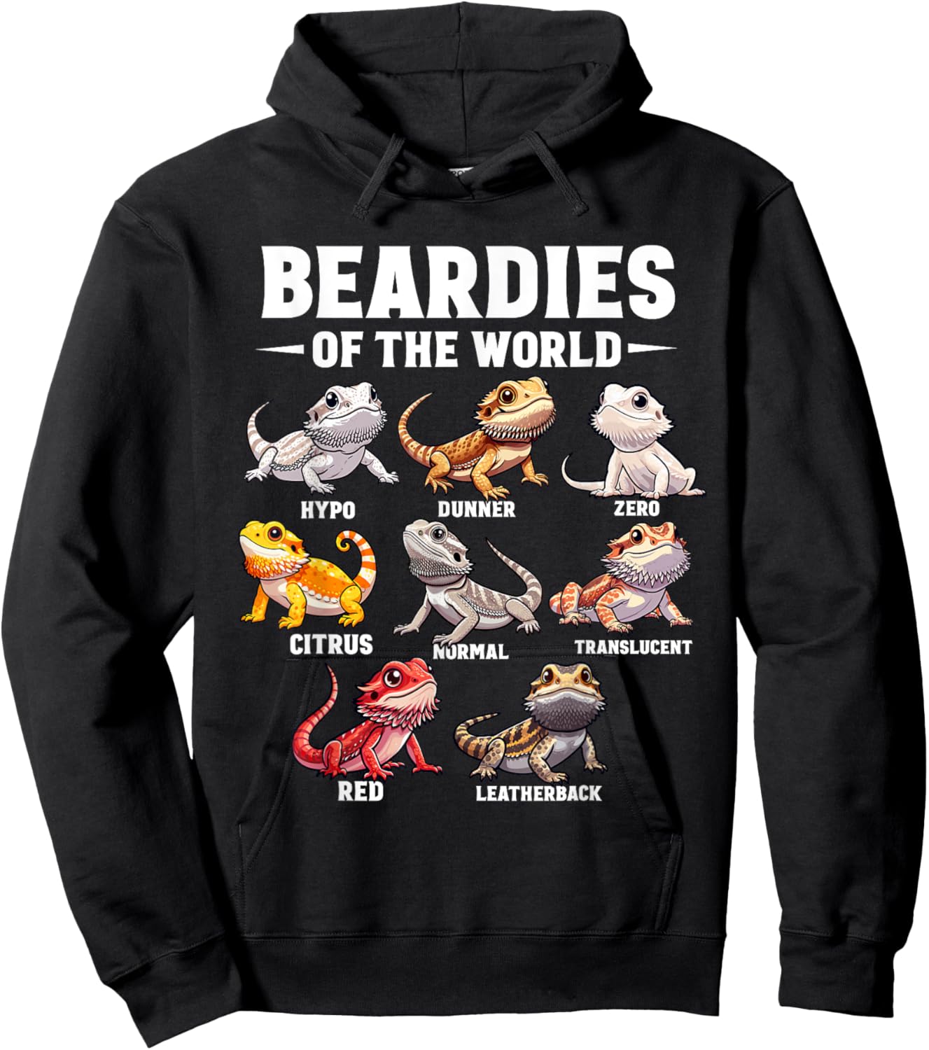 Cute Beardies Of The World - Bearded Dragon Reptile Lover Hoodie - Hoodie | Black