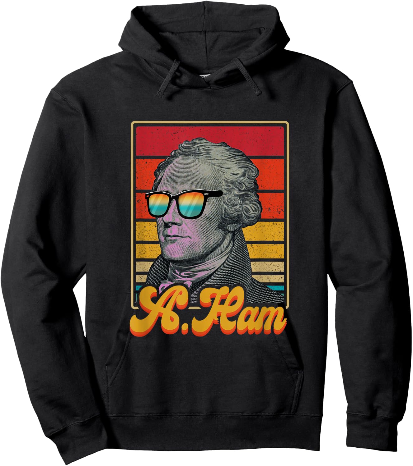 A. Ham Alexander Hamilton Retro Patriotic USA 4th of July Hoodie - Hoodie | Black