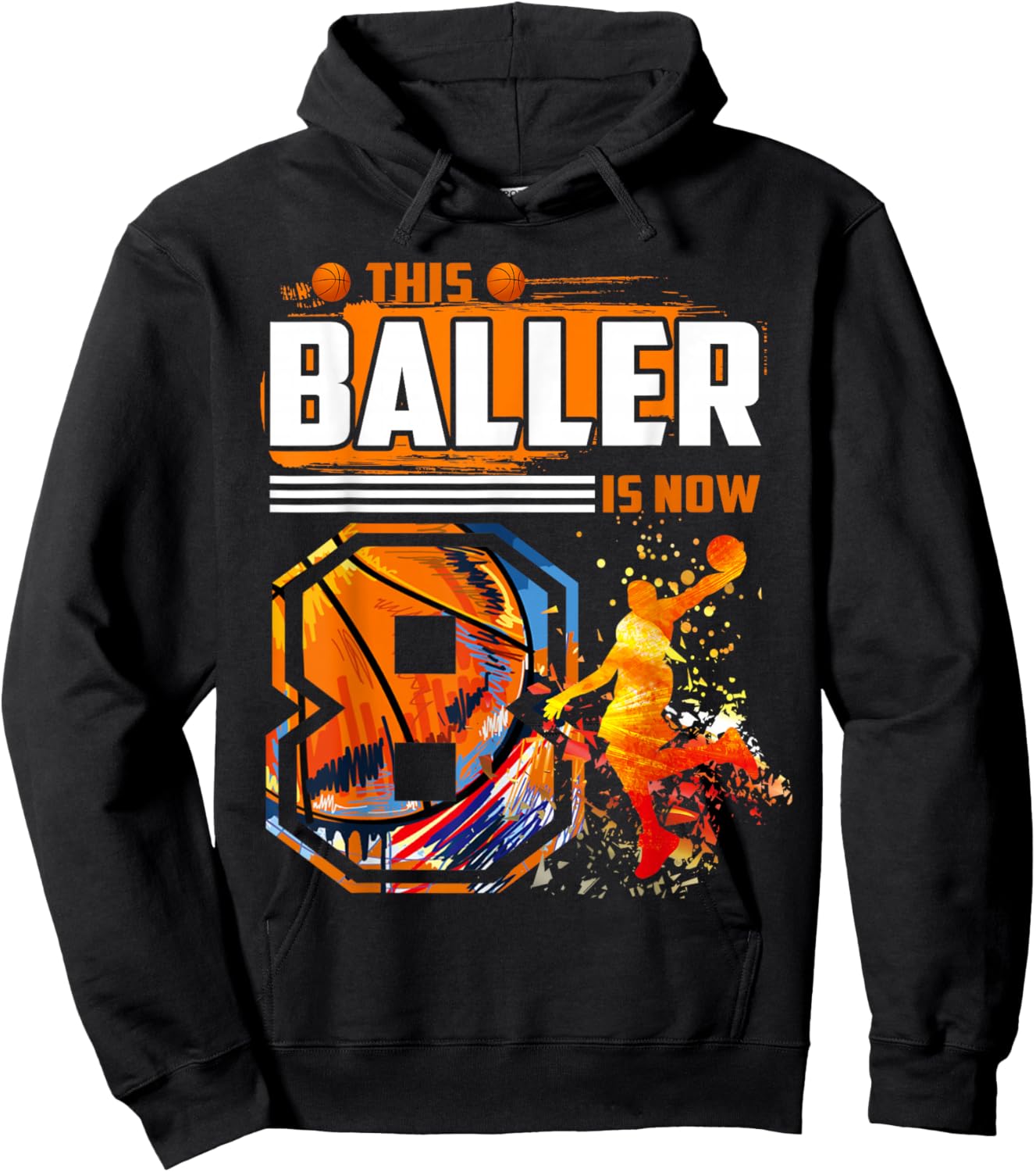 This Baller Is Now 8 Cool Basketball 8th birthday 8 yrs Old Hoodie - Hoodie | Black