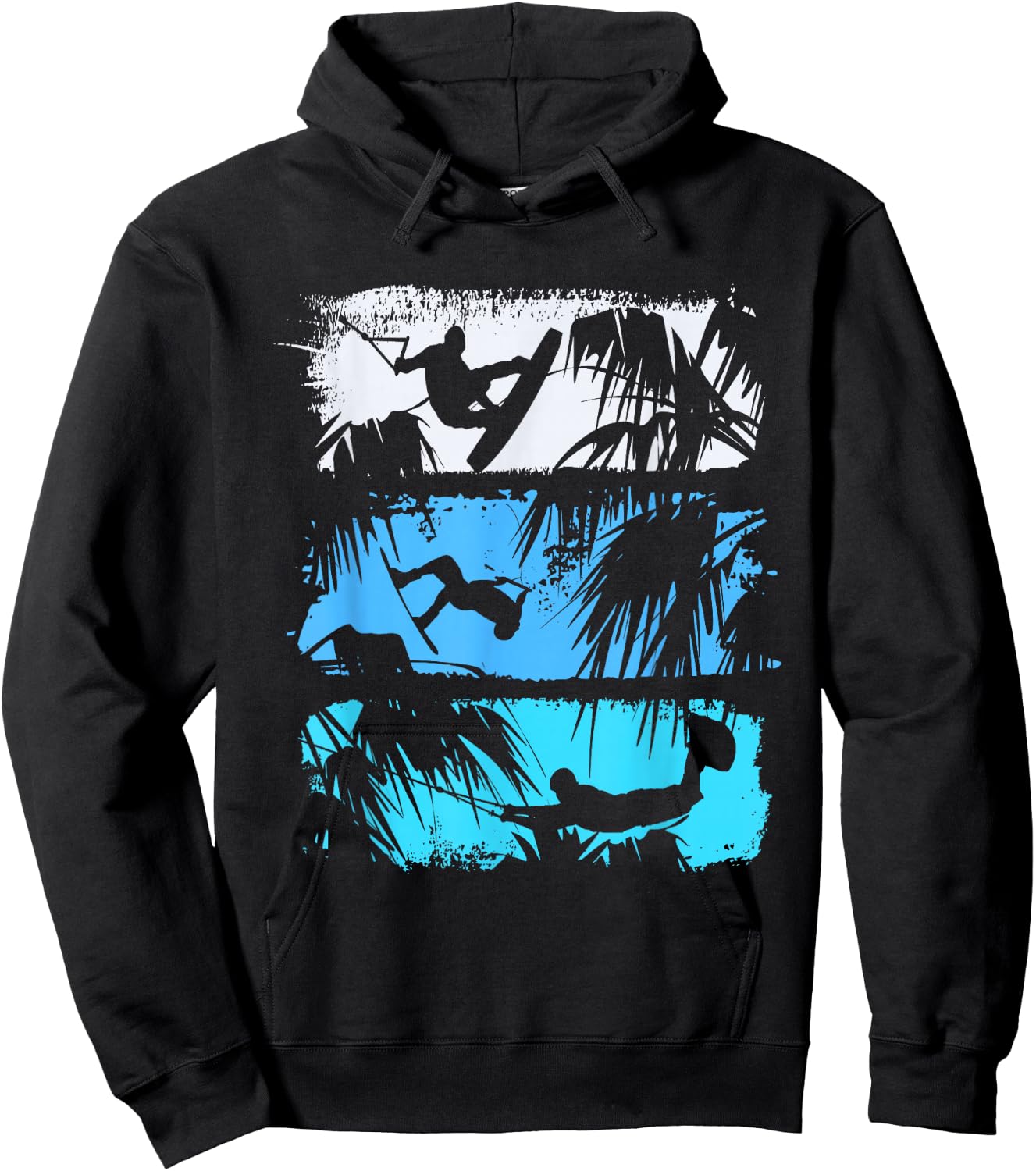 Wakeboard Lifestyle Vintage Design with Palm Trees in Logo Style Hoodie - Hoodie | Black