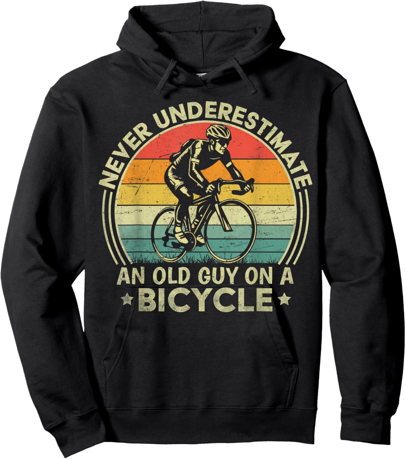 Never Underestimate An Old Guy On A Bicycle Funny Cycling Hoodie - Hoodie | Black