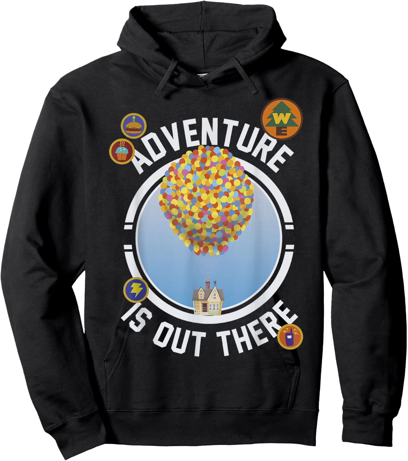 Disney Pixar Up Adventure House Circle Logo Graphic Hoodie - Hoodie | Black