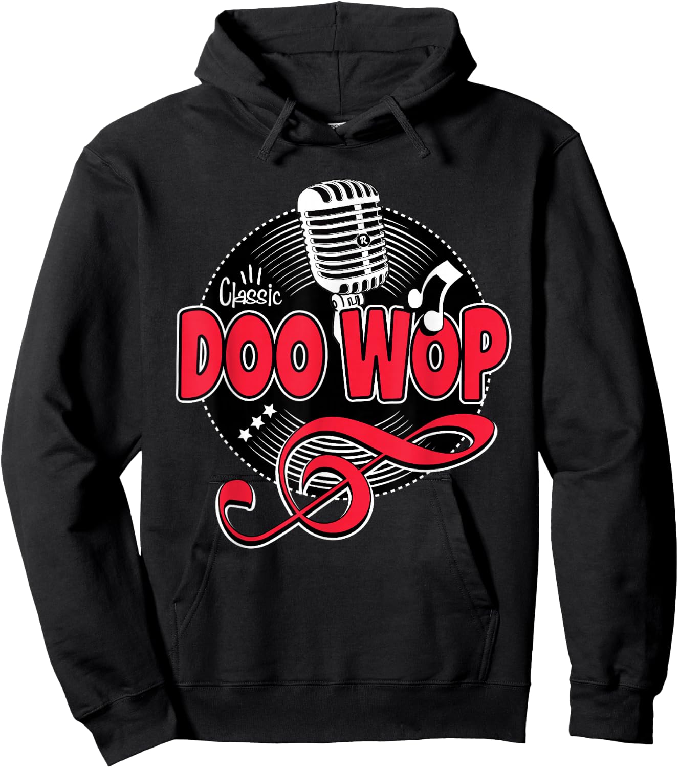 Doo Wop Shirt 50s Sock Hop Rockabilly Vintage Microphone Hoodie - Hoodie | Black