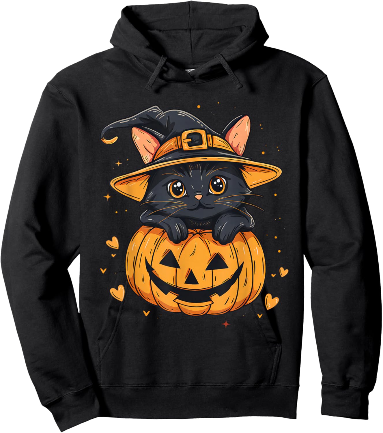 Halloween Black Cat Jack O’ Lanterns Pumpkin Cat Lover Hoodie - Hoodie | Black