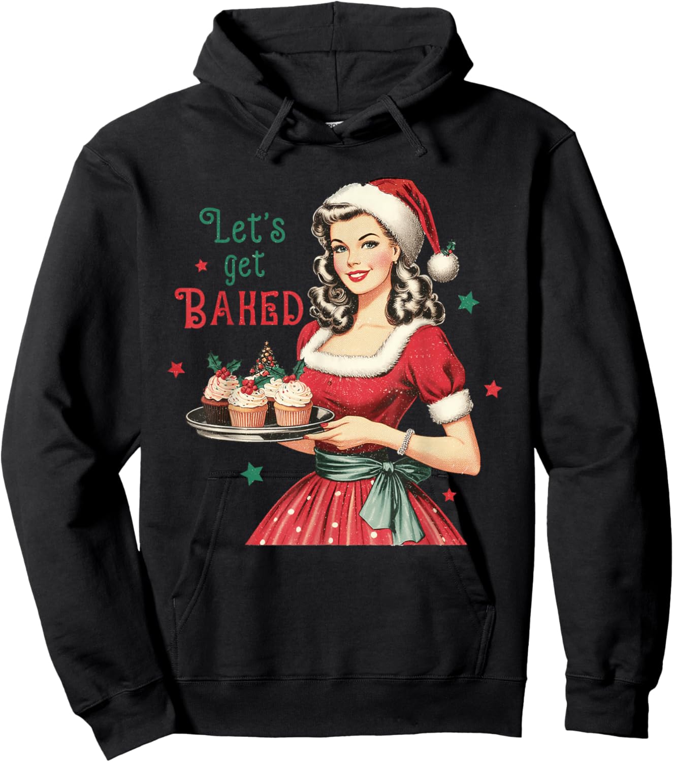 Lets Get Baked Vintage Christmas Baking Hoodie - Hoodie | Black