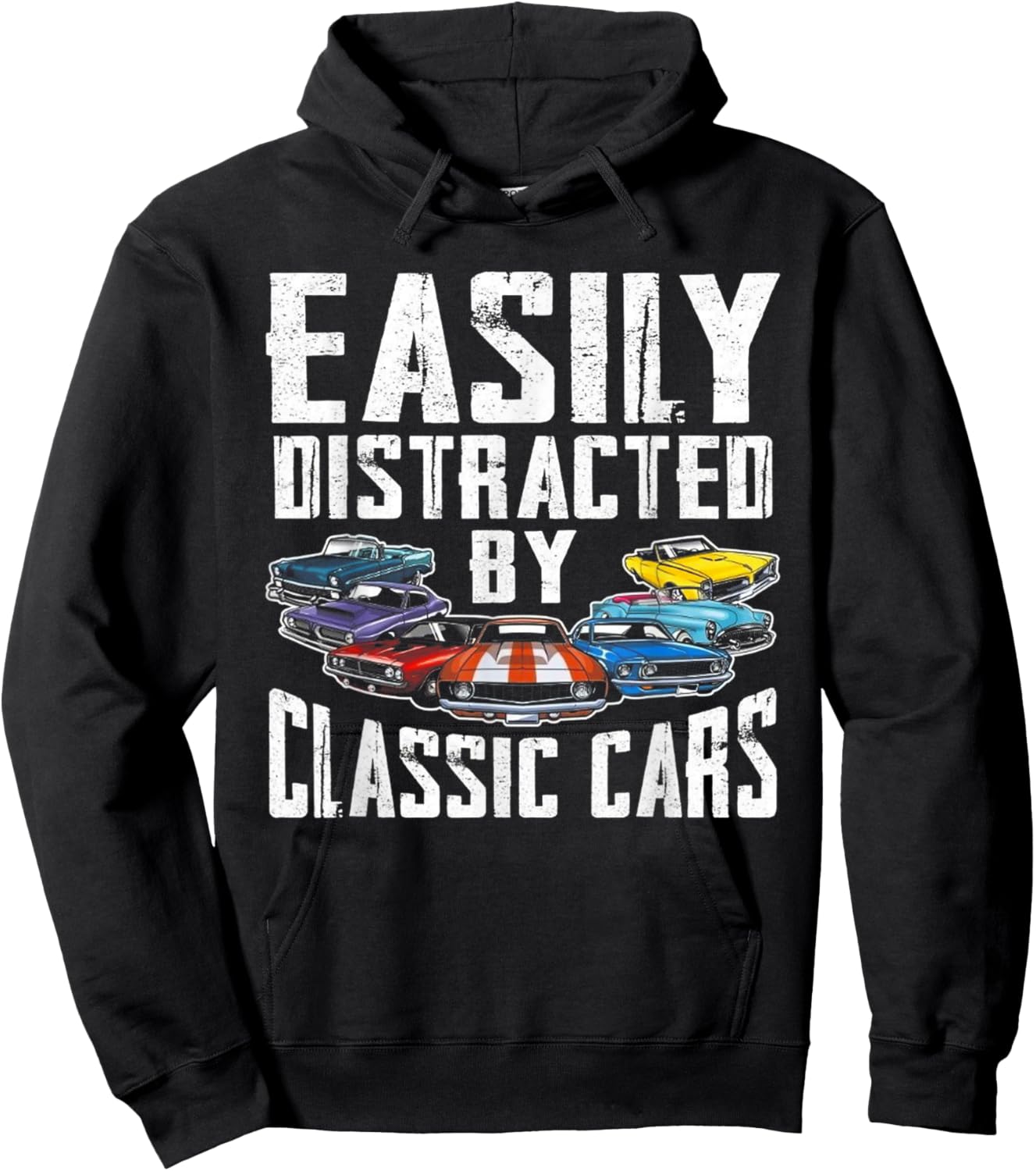 Easily Distracted By Classic Cars Hoodie - Hoodie | Black