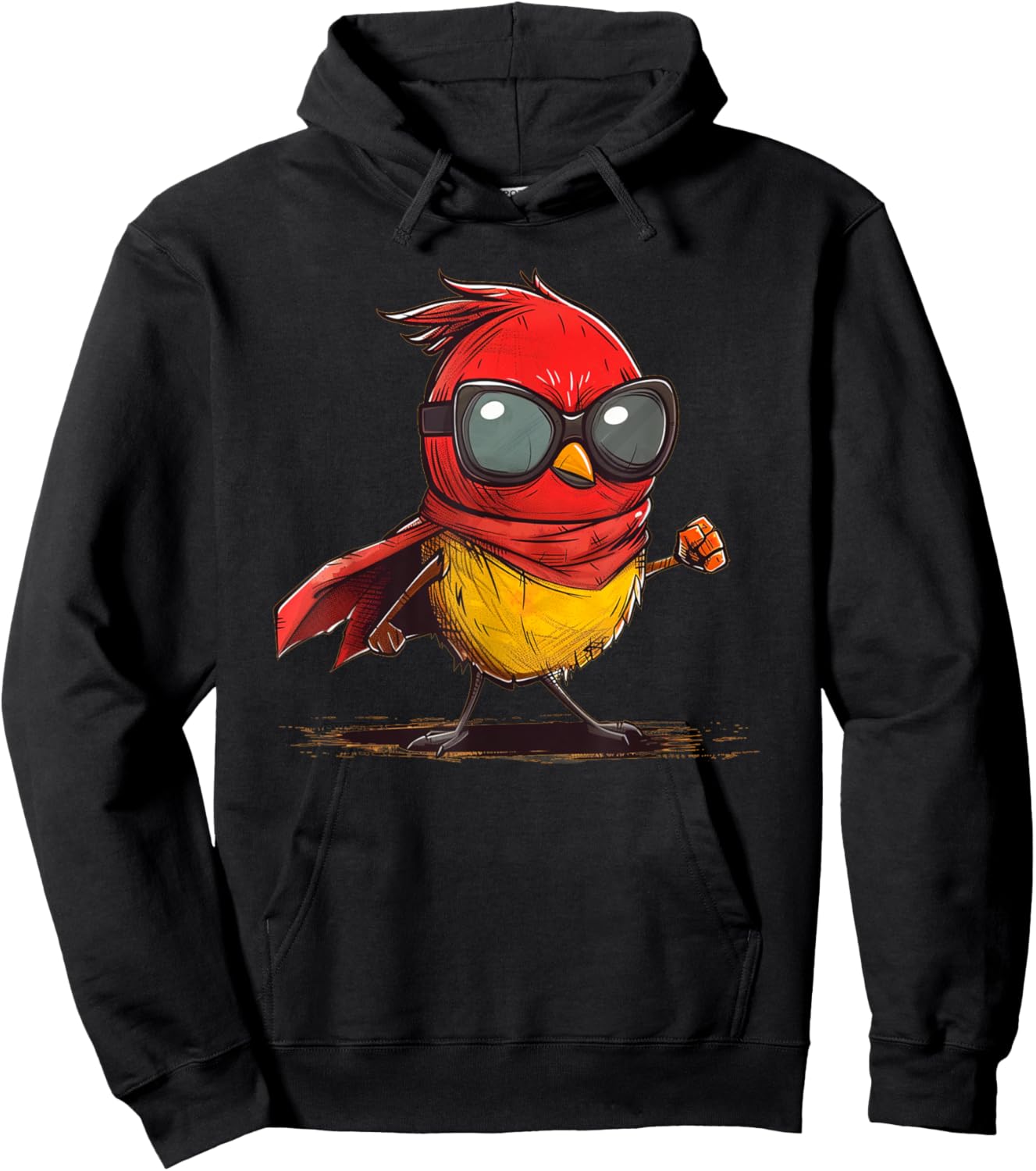 Funny Hero Bird with Cape and Sunglasses Costume Hoodie - Hoodie | Black
