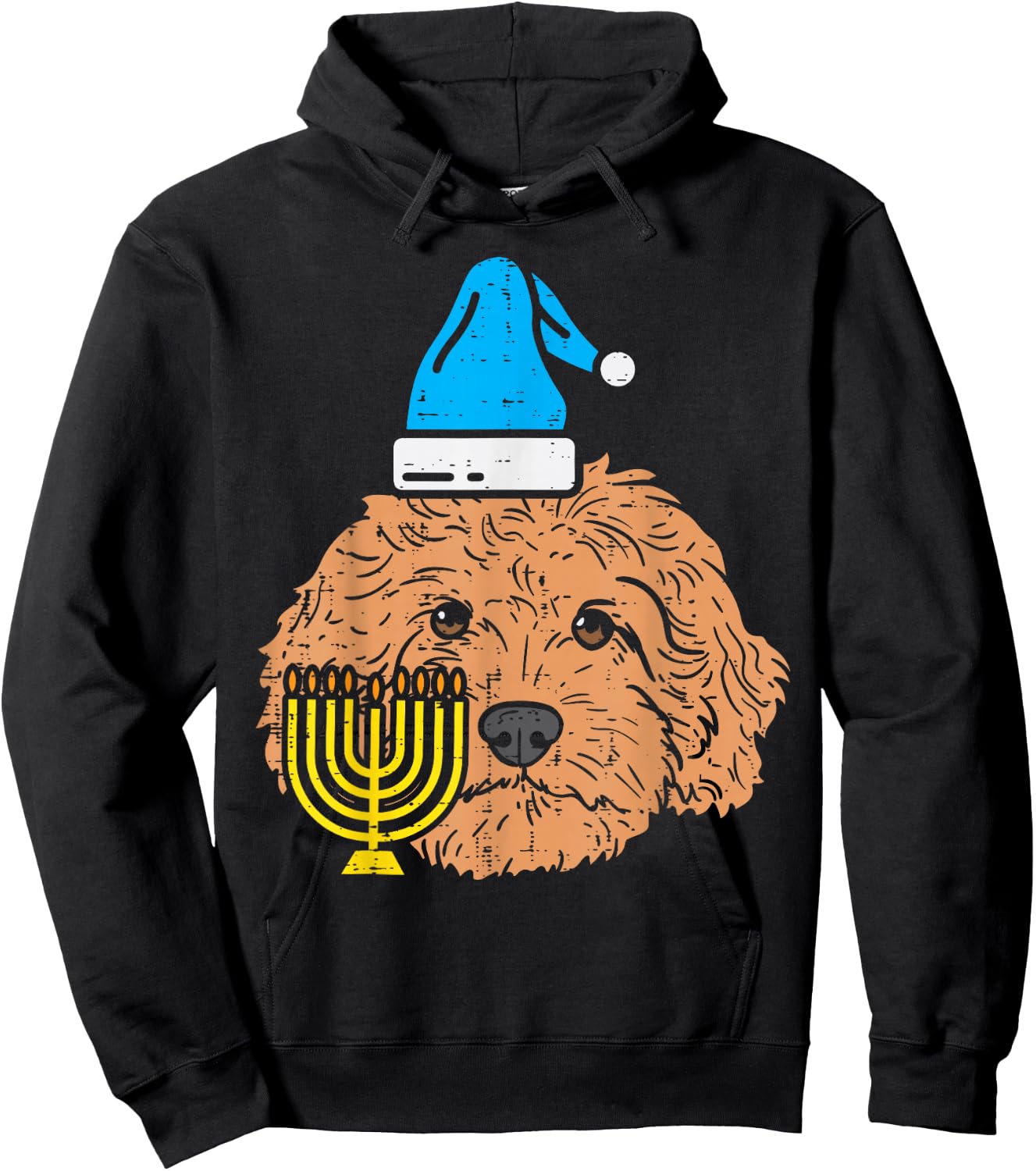 Goldendoodle Menorah Jewish Animal Pet Dog Hanukkah Gift Hoodie - Hoodie | Black