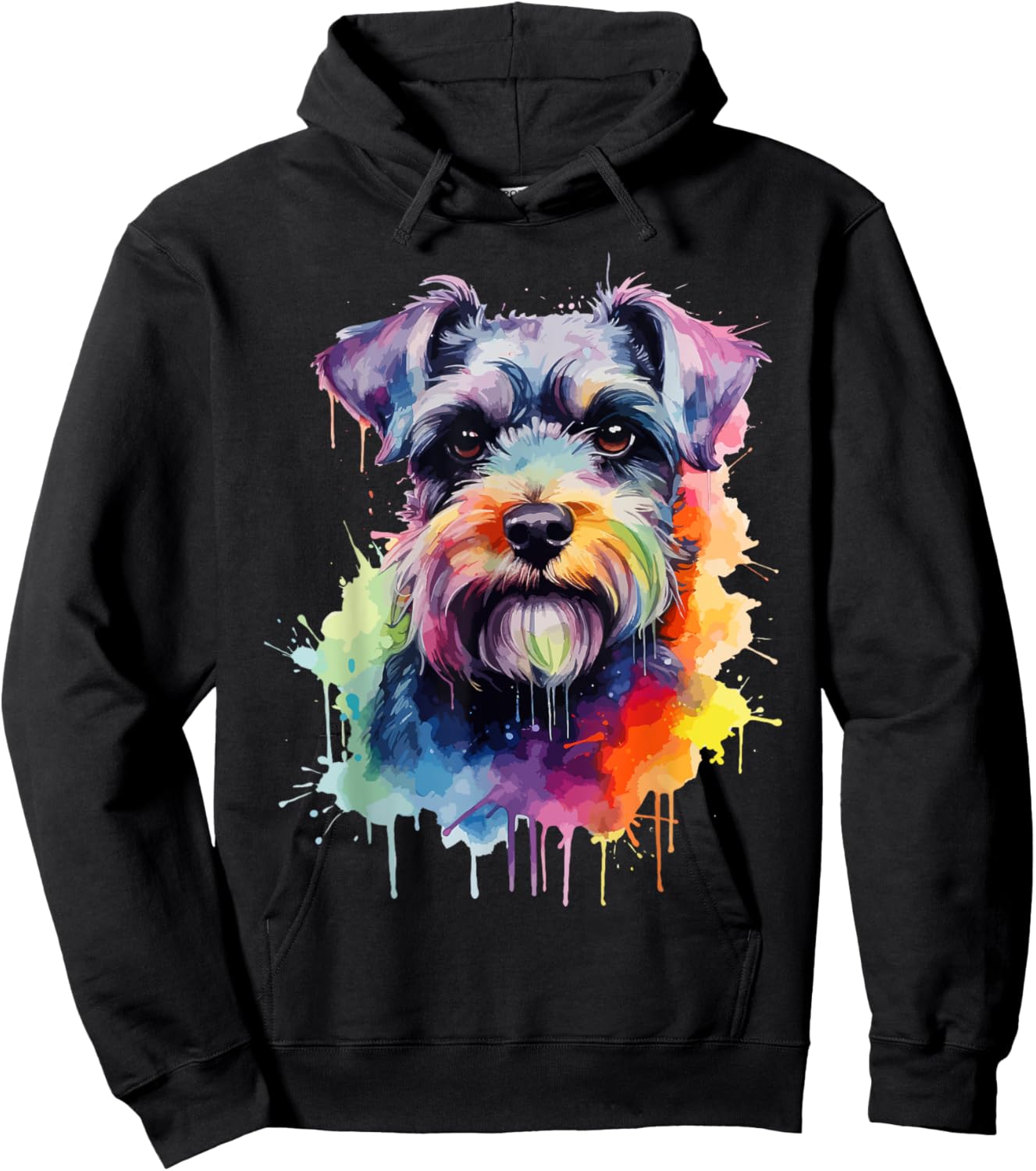 Mini Schnauzer Lovers Pop Art Color Mini Schnauzer Dog Hoodie - Hoodie | Black