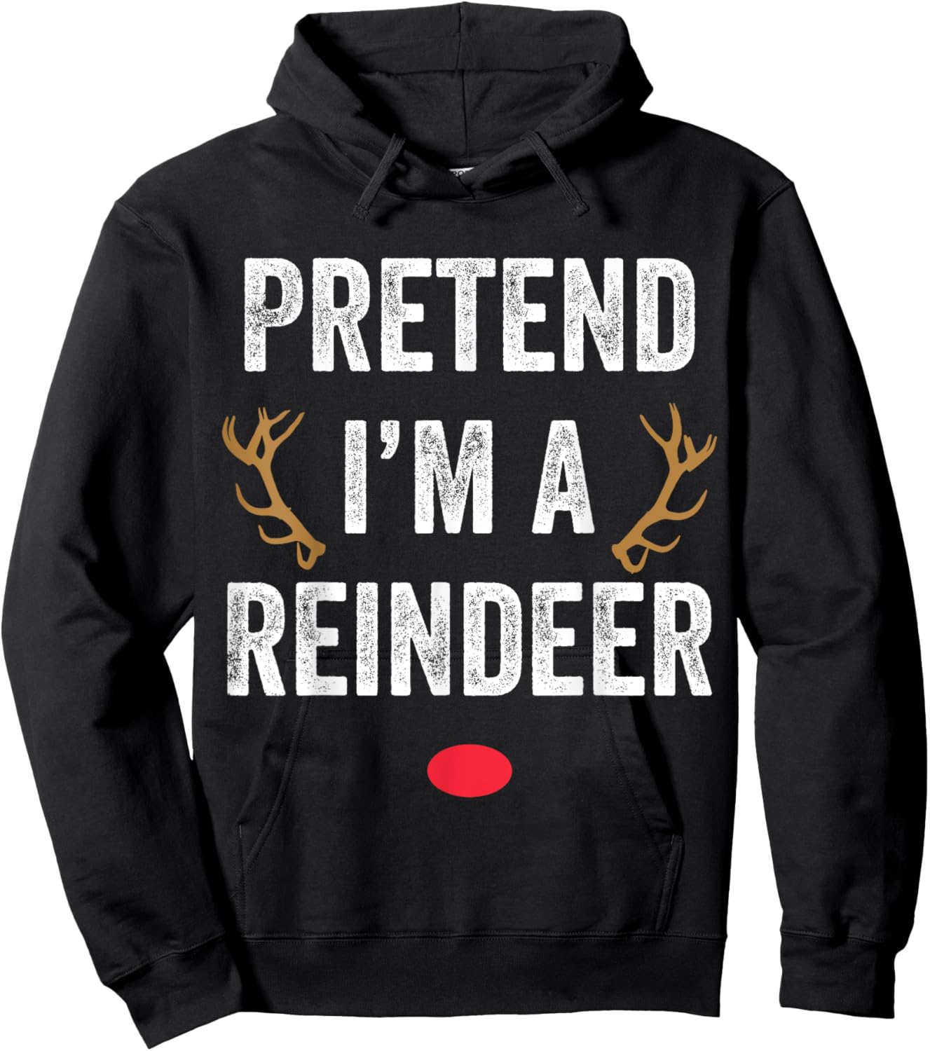 Funny Pretend I'm A Reindeer His & Hers Couple Matching Lazy Christmas Hoodie - Hoodie | Black