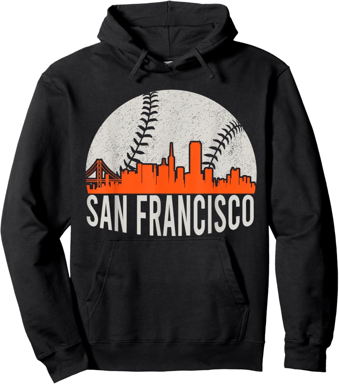 Vintage San Francisco Skyline Baseball Present Men Women Hoodie - Hoodie | Black