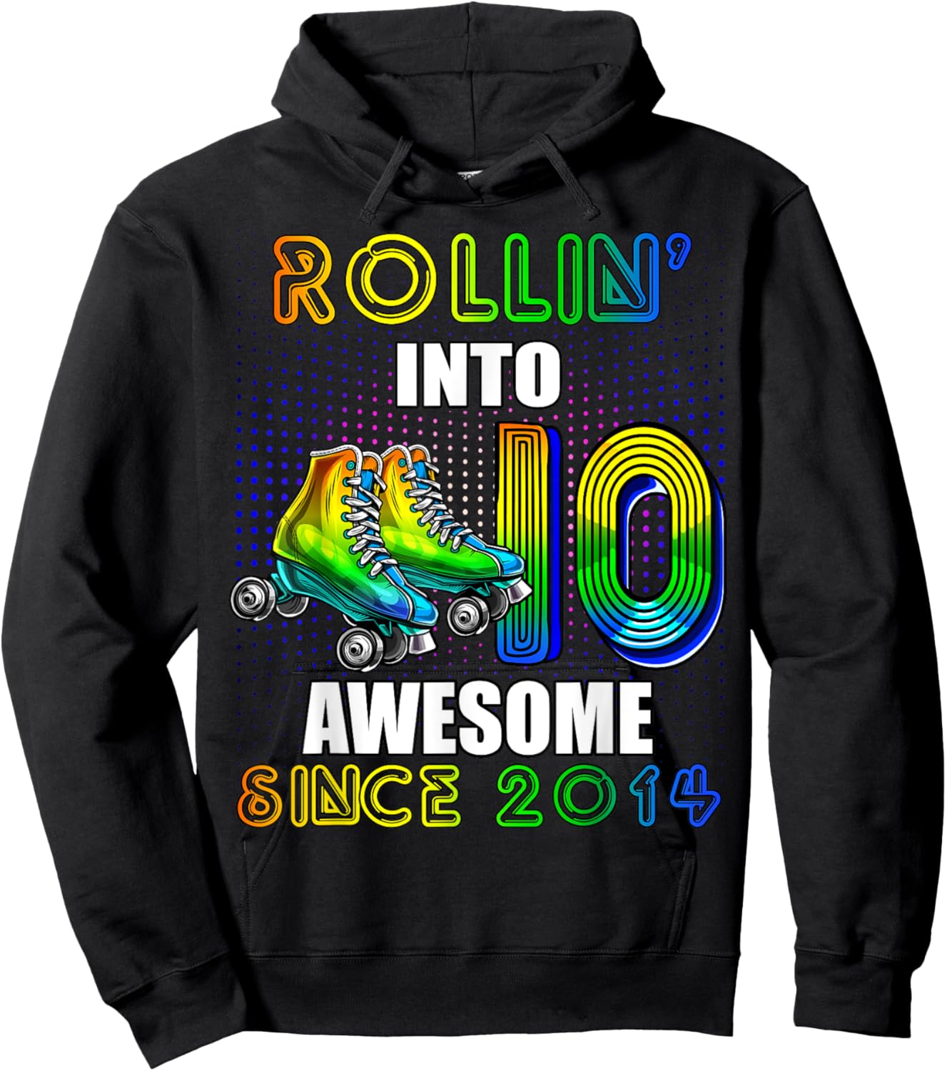 Roller Skating 10th Birthday Boys Rollin 10 Awesome 2014 Hoodie - Hoodie | Black