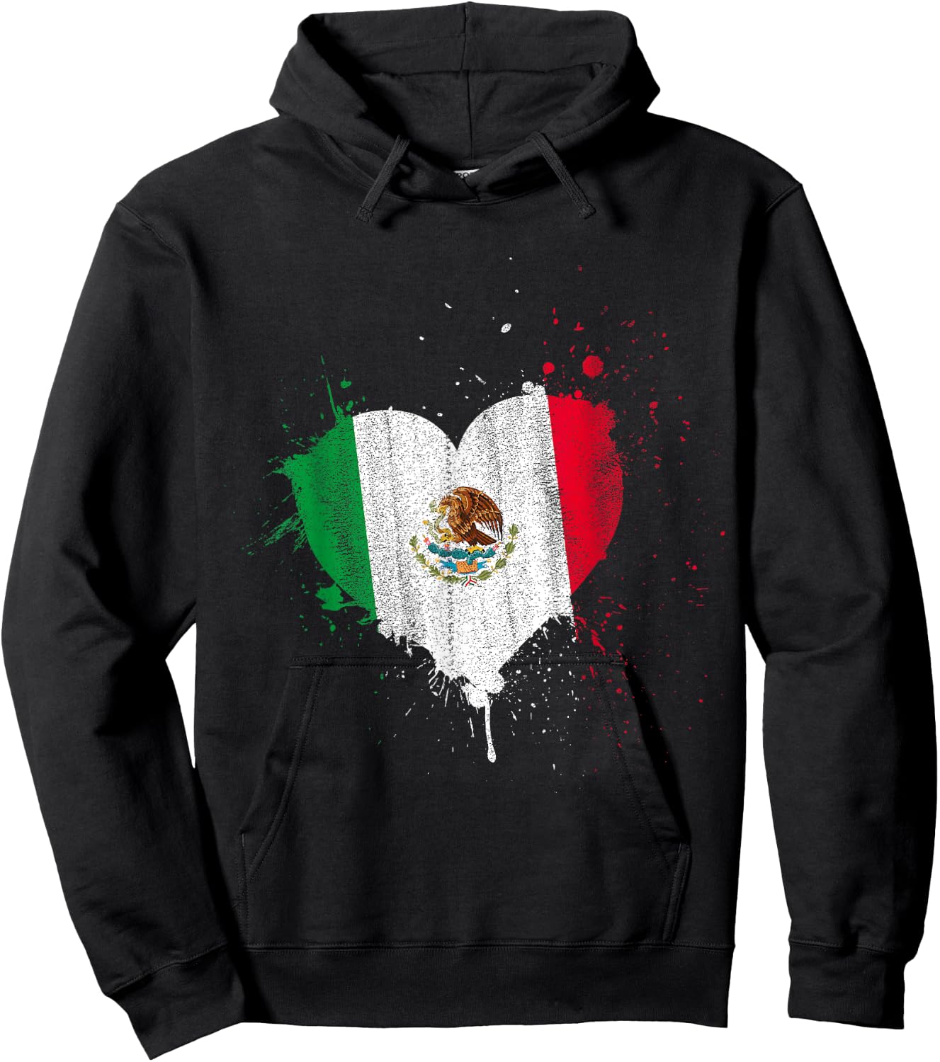 Mexican Flag Heart Valentines Day Gift Viva Mexico Hoodie - Hoodie | Black