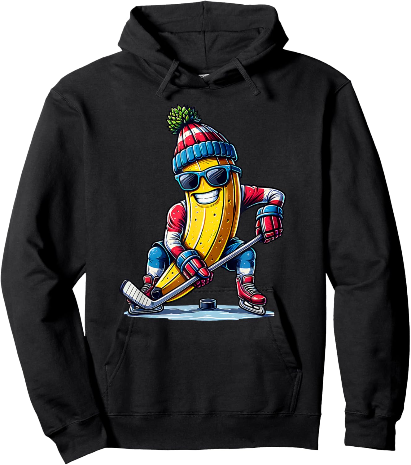 Hockey Banana Winter Hat Glove Funny , Black, S Hoodie - Hoodie | Black