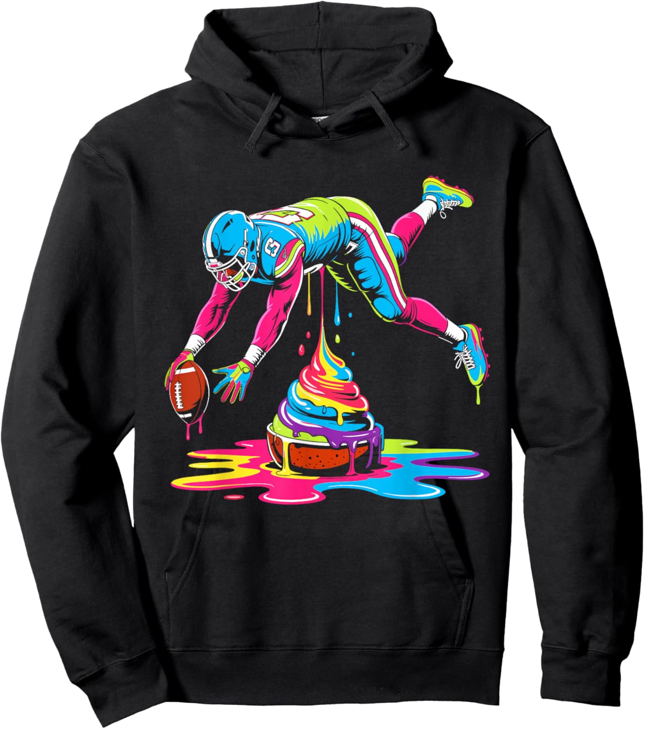 Ice cream Drip Football Sprinkles football drip Hoodie - Hoodie | Black