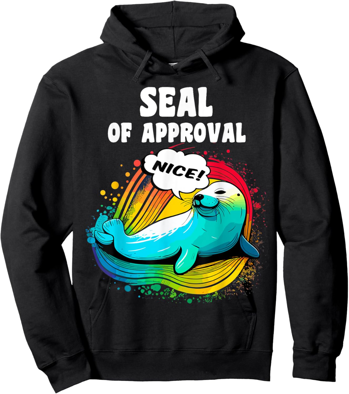 Seal Of Approval, Funny Seal, Ocean Day, Men, Women, Kids Hoodie - Hoodie | Black