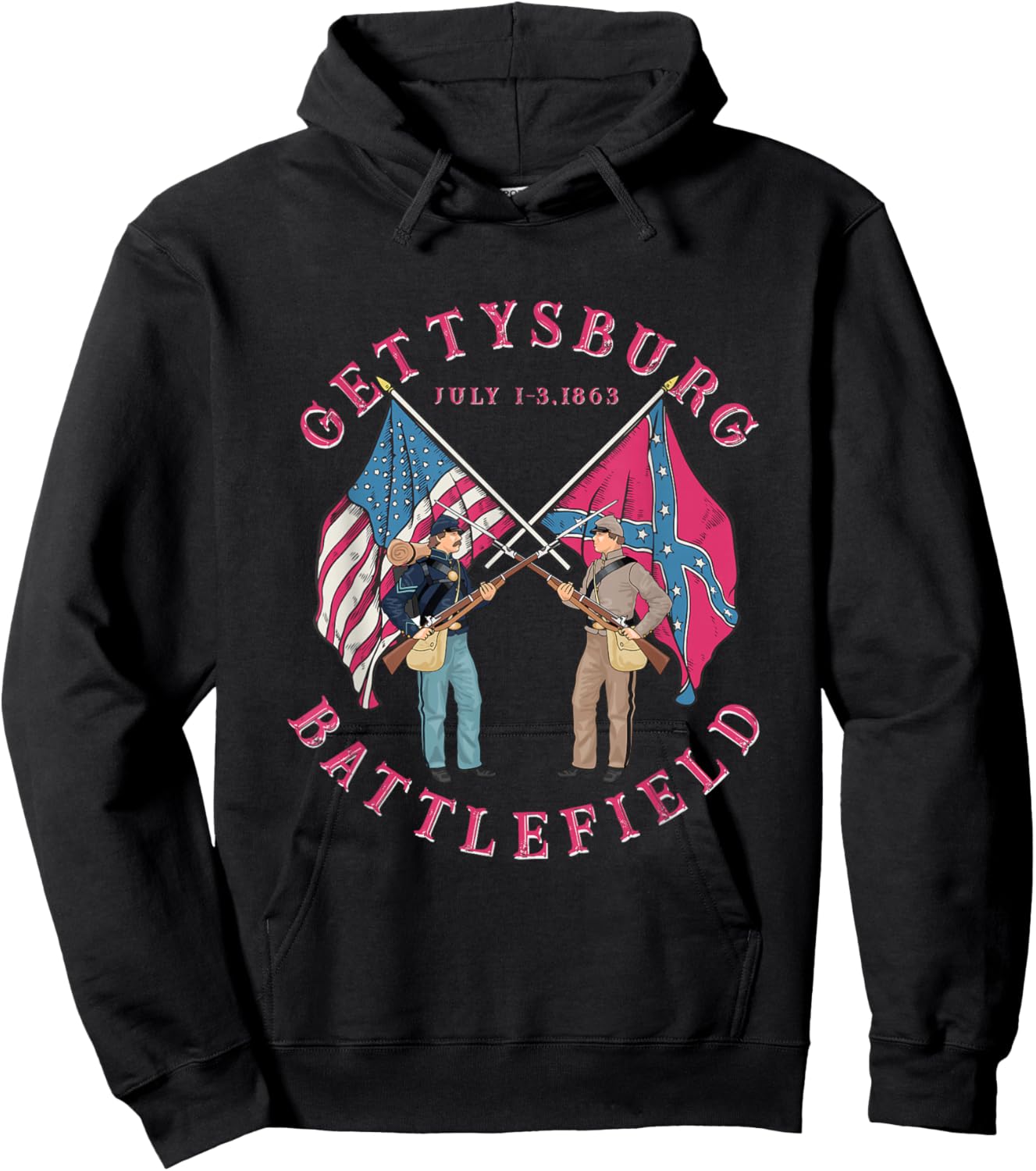 Vintage Gettysburg Battlefield American History Hoodie - Hoodie | Black