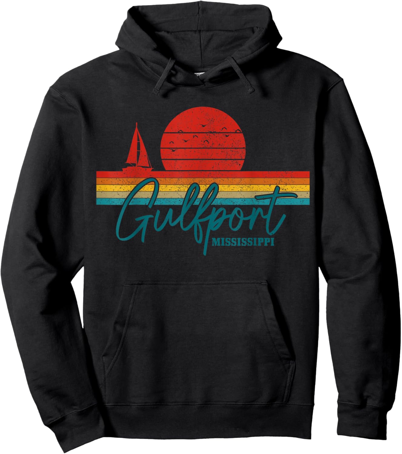 Gulfport Mississippi Vintage USA Souvenir Hoodie - Hoodie | Black