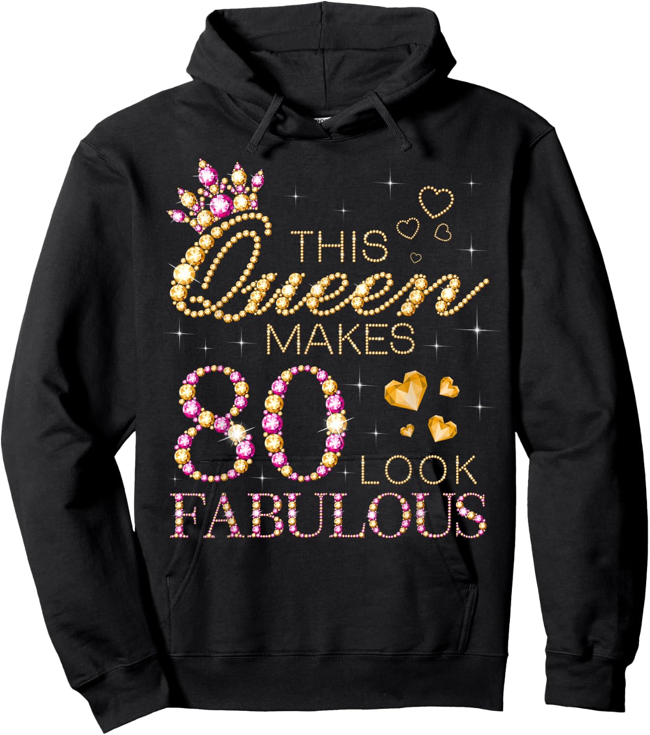 This Queen Makes 80 Look Fabulous 80th Birthday Queen B-Day Hoodie - Hoodie | Black