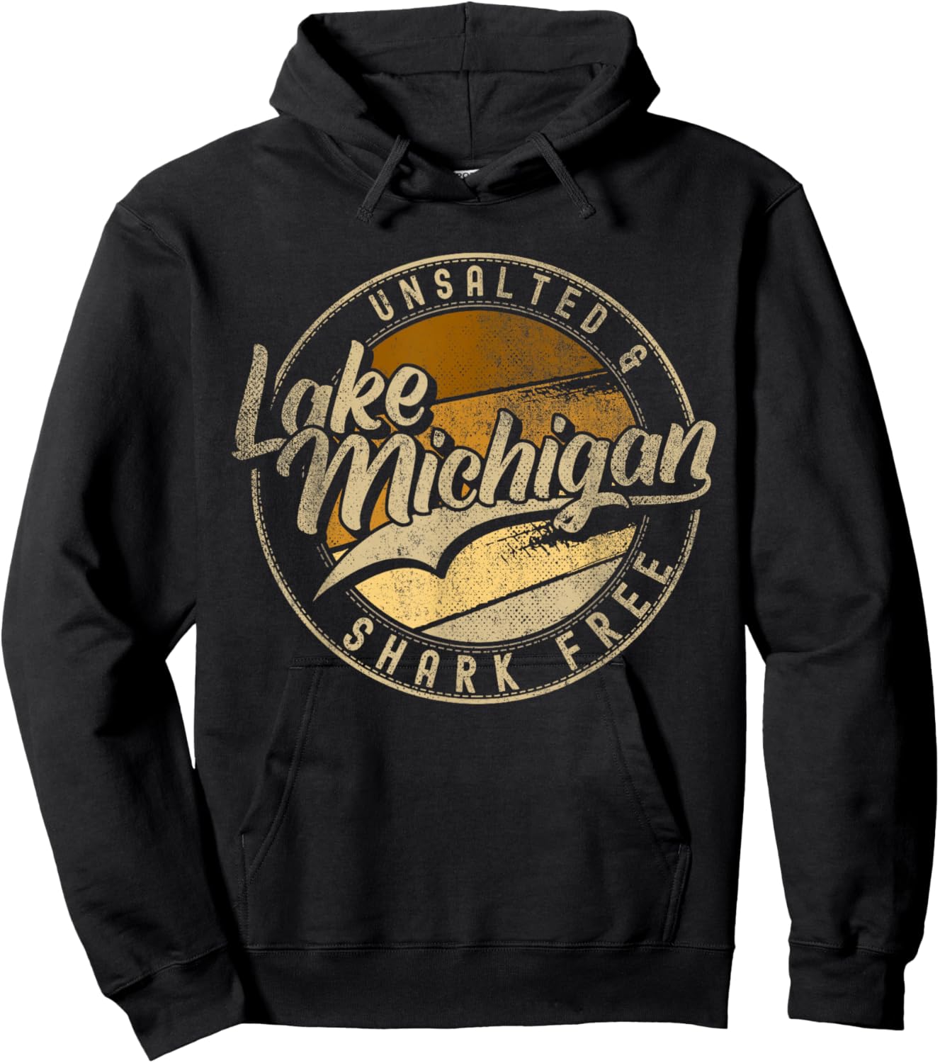 Lake Michigan Unsalted Shark Free | Great Lakes Hoodie - Hoodie | Black