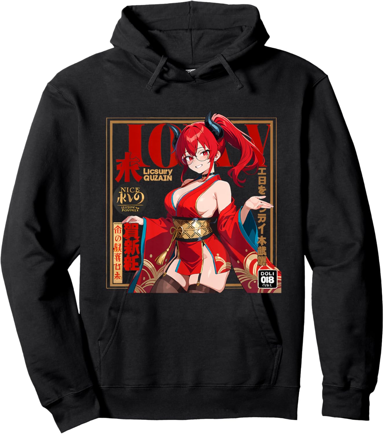 Waifu Sexy Anime Girl Couverture Page de Couverture Style Japonais Hoodie - Hoodie | Black