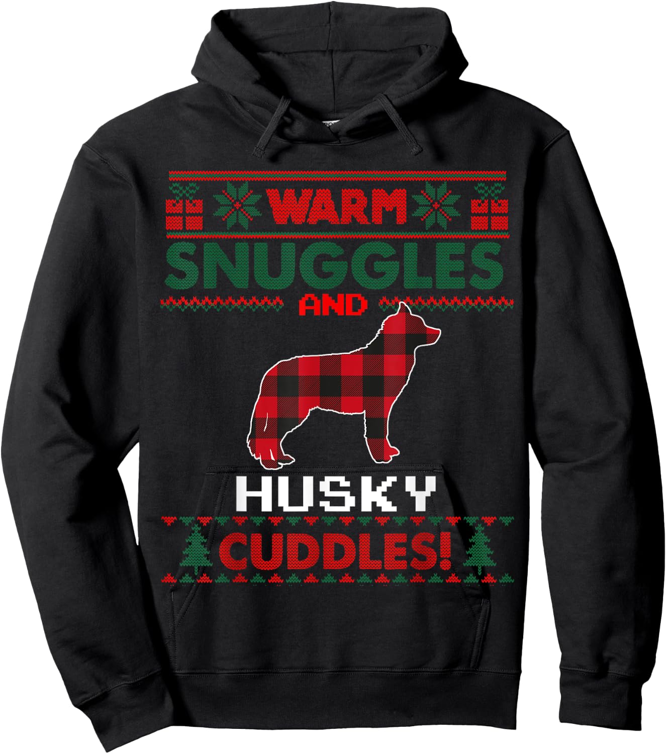 Siberian Husky Christmas Pajama Shirt Ugly Christmas Sweater Women Kids Hoodie - Hoodie | Black