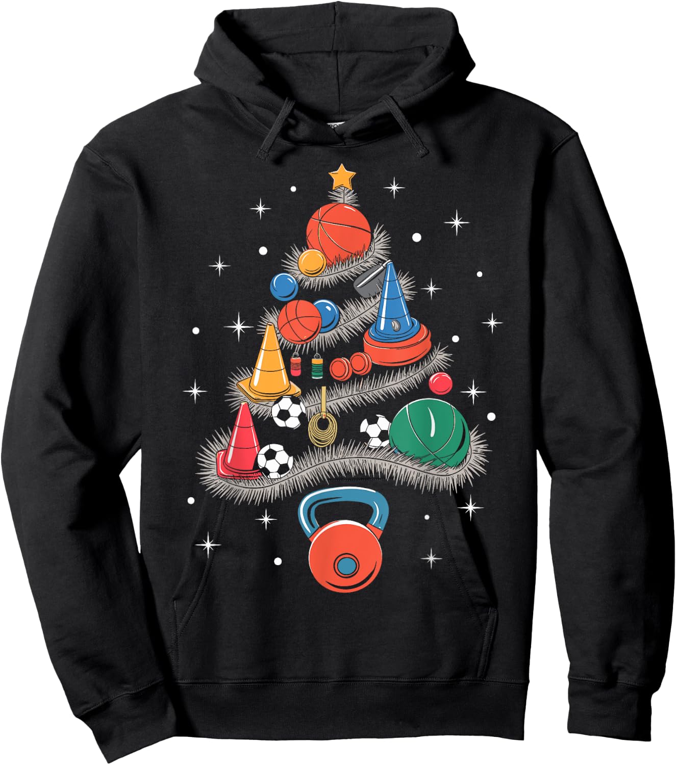 PE Teacher Xmas Physical Education Teacher Christmas Tree Hoodie - Hoodie | Black