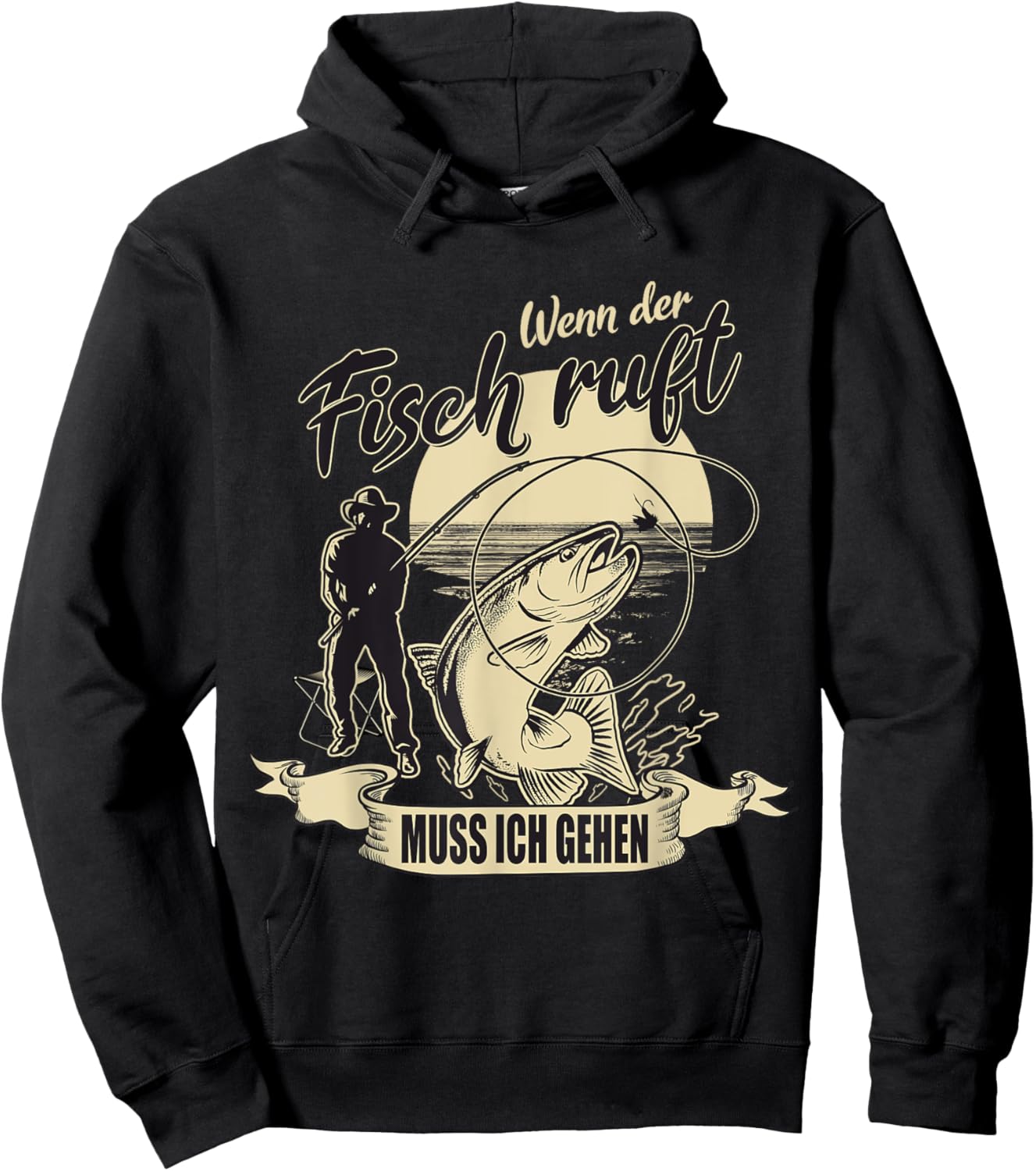 Fischen Angeln Wenn der Fisch ruft muss ich gehen Angler Hoodie - Hoodie | Black