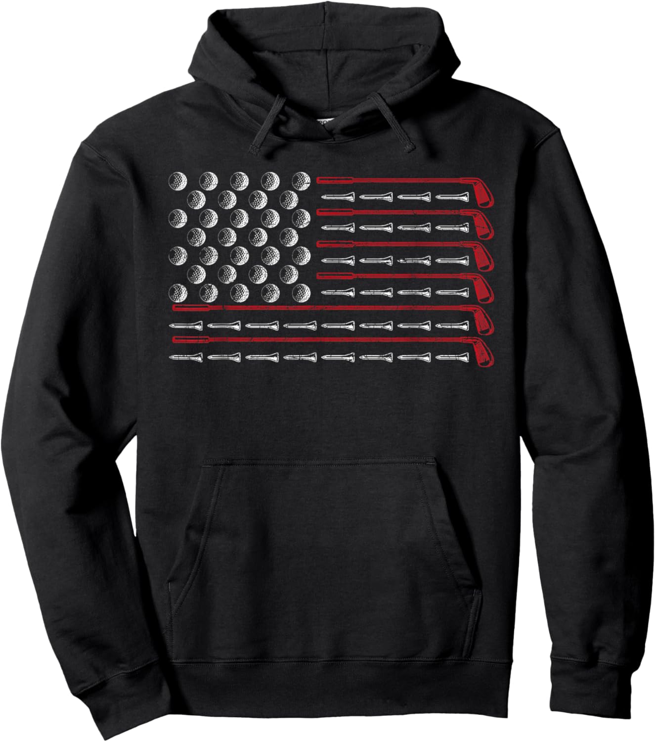 Patriotic American Golfer Gift USA Flag Golf Club Golf Hoodie - Hoodie | Black