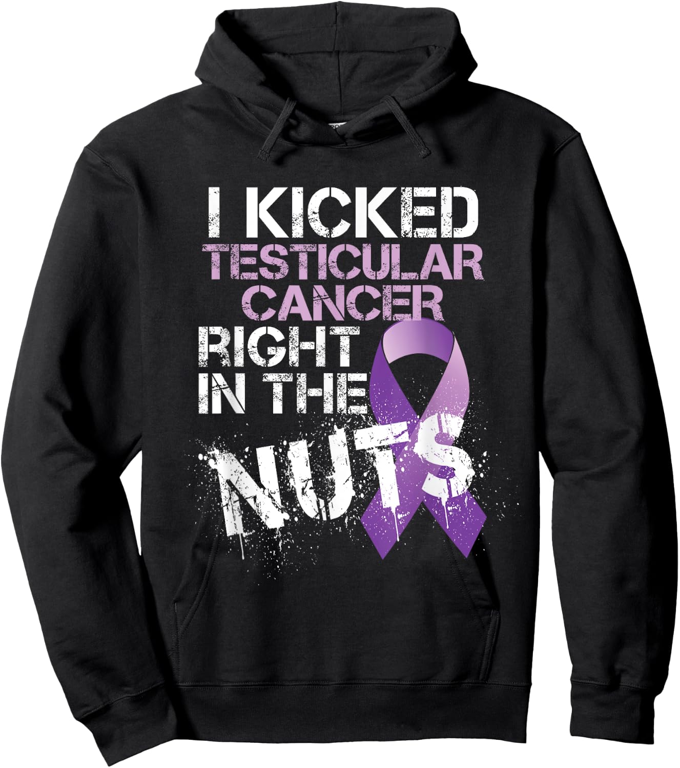 Testicular Cancer Awareness Survivor Kicked In The Nuts Ball Hoodie - Hoodie | Black