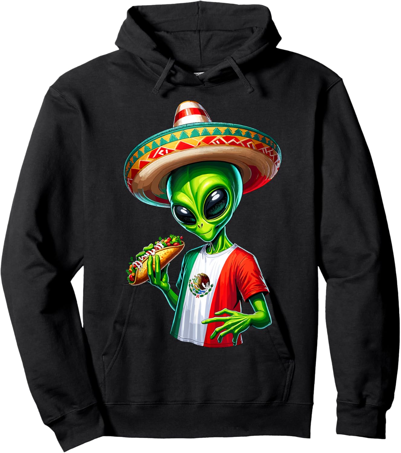 Alien Enchilada Cinco De Mayo Mexico Sombrero Enchiladas Hoodie - Hoodie | Black