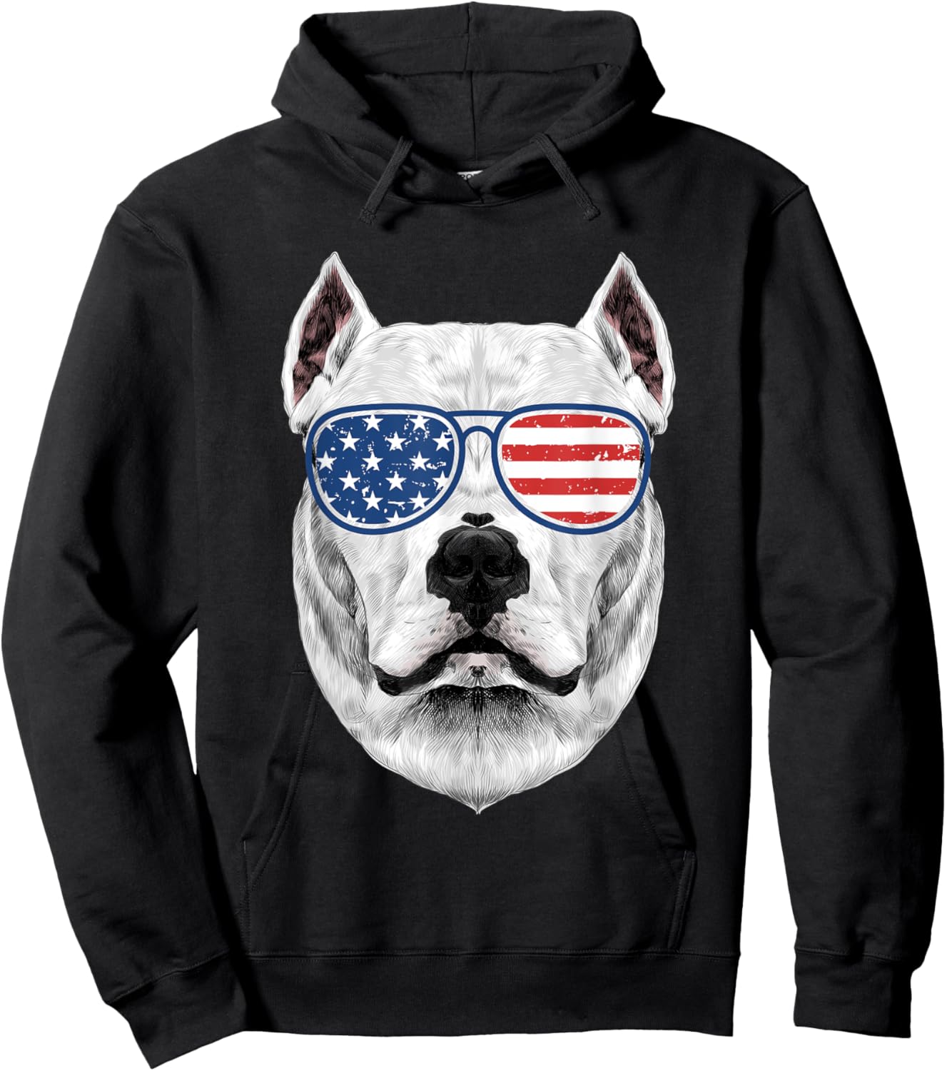 Dogo Argentino Shirt Men Women Kids American Flag Dog Hoodie - Hoodie | Black