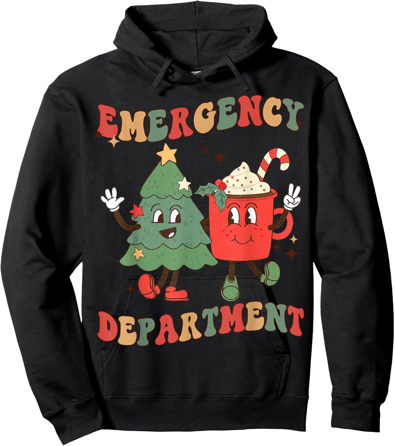 Retro Emergency Department ER Nurse Christmas Emergency Room Hoodie - Hoodie | Black