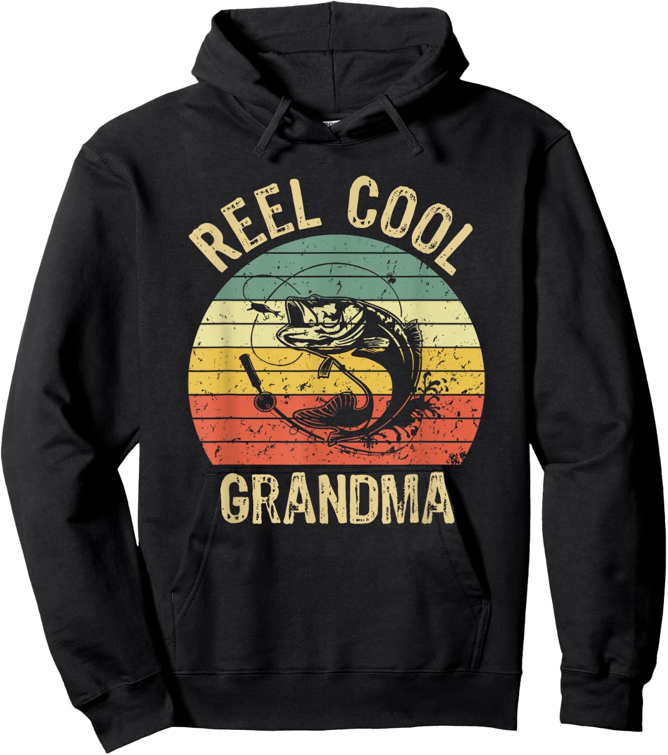 Reel Cool Grandma Fishing Gifts Women Fishing Lovers Retro Hoodie - Hoodie | Black