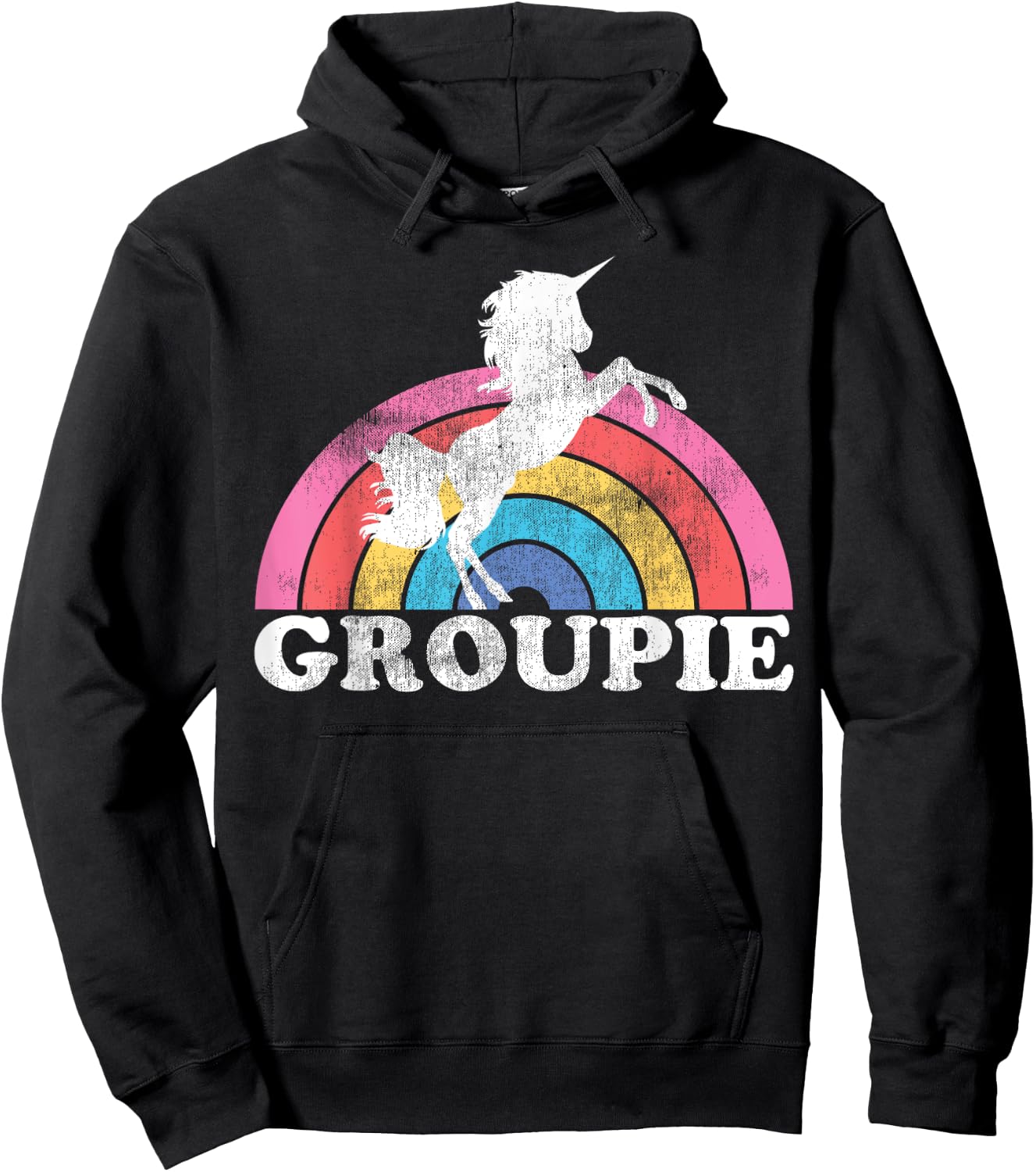 Funny Rainbow Unicorn Concert Rock N Roll Lover Groupie Gift Hoodie - Hoodie | Black