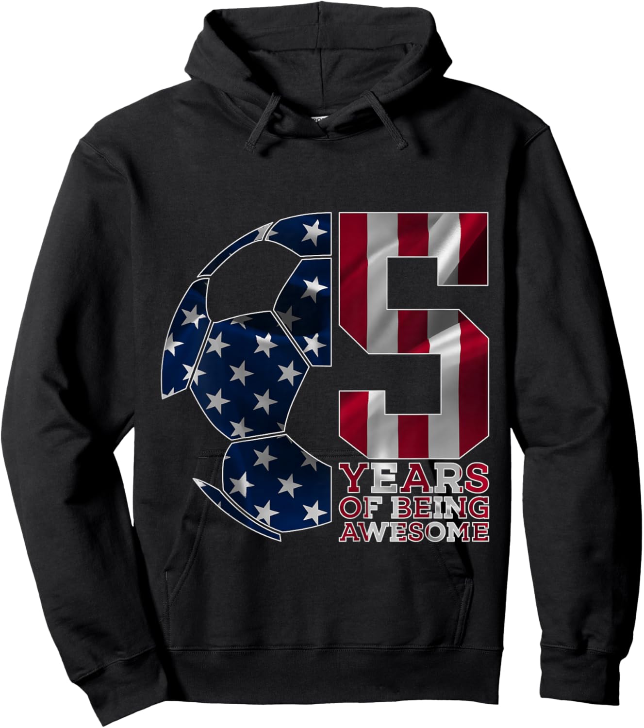 5 Years of Being Awesome Soccer 5th Birthday Hoodie - Hoodie | Black